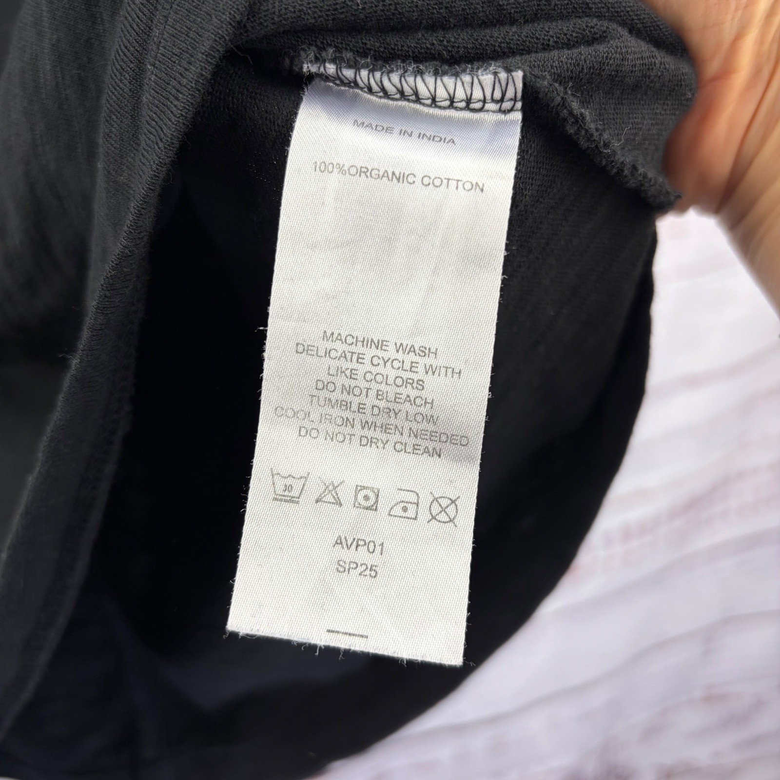 Quince Womens Black 100% Organic Cotton Slub Crewneck Tee Back Seam Large