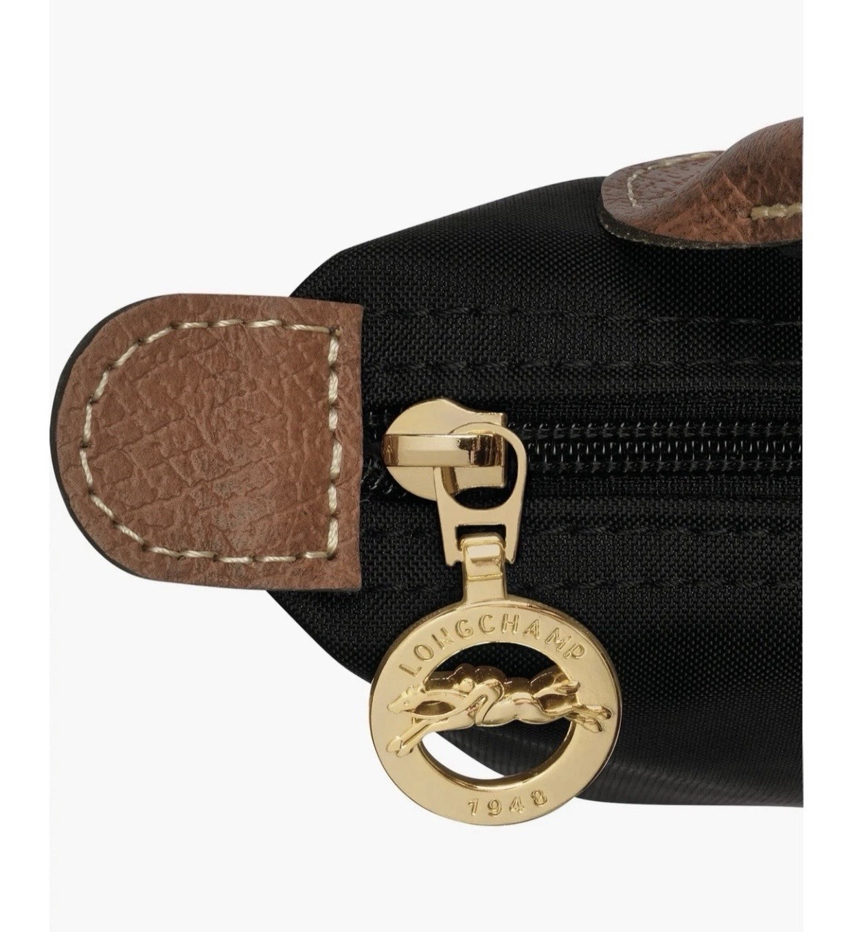 Black & Brown LONGCHAMP Le Pliage Original Pouch with handle/cross strap.