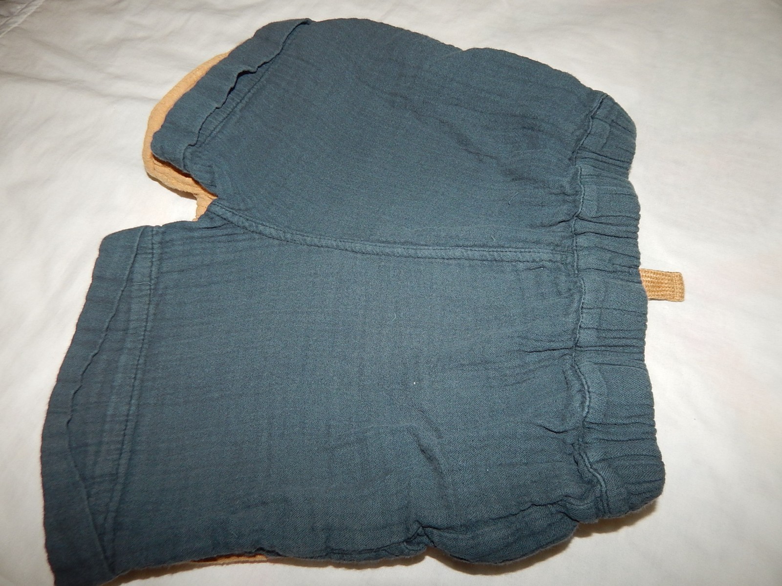 (2) Pair Boys Marlot Boys 3T Gauze Type Muslin Shorts Dark teal and Tan Must hav
