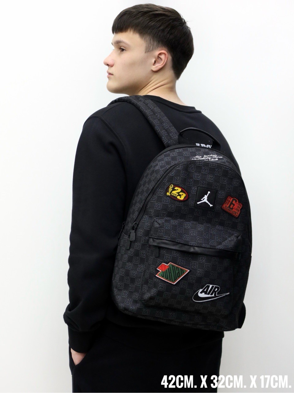Nike Air Jordan Monogram 20L Black Patch Backpack Bookbag Bag MA9155-023 NEW