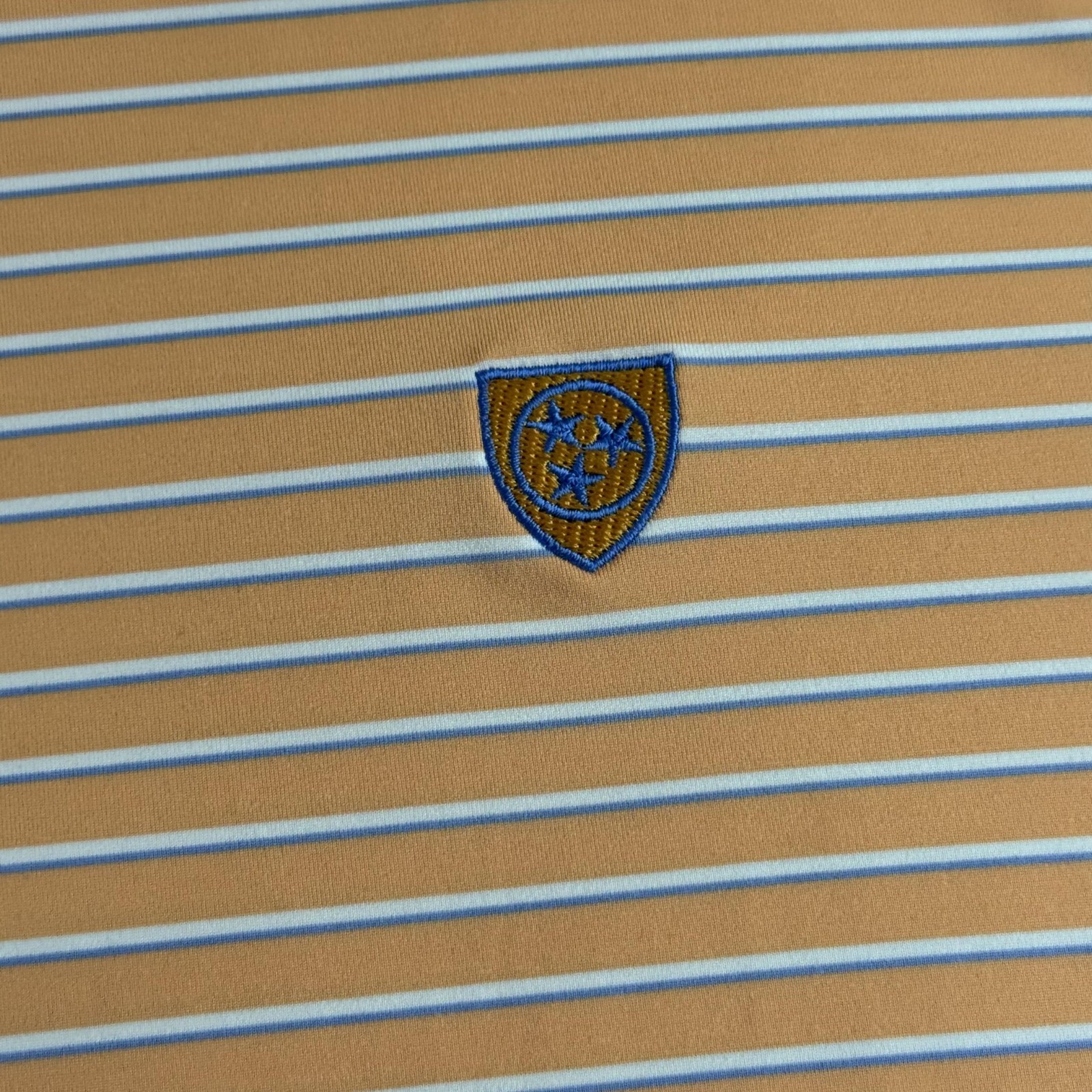 Peter Millar Polo Mens Large Orange Stripe Summer Comfort Golf Stretch Logo