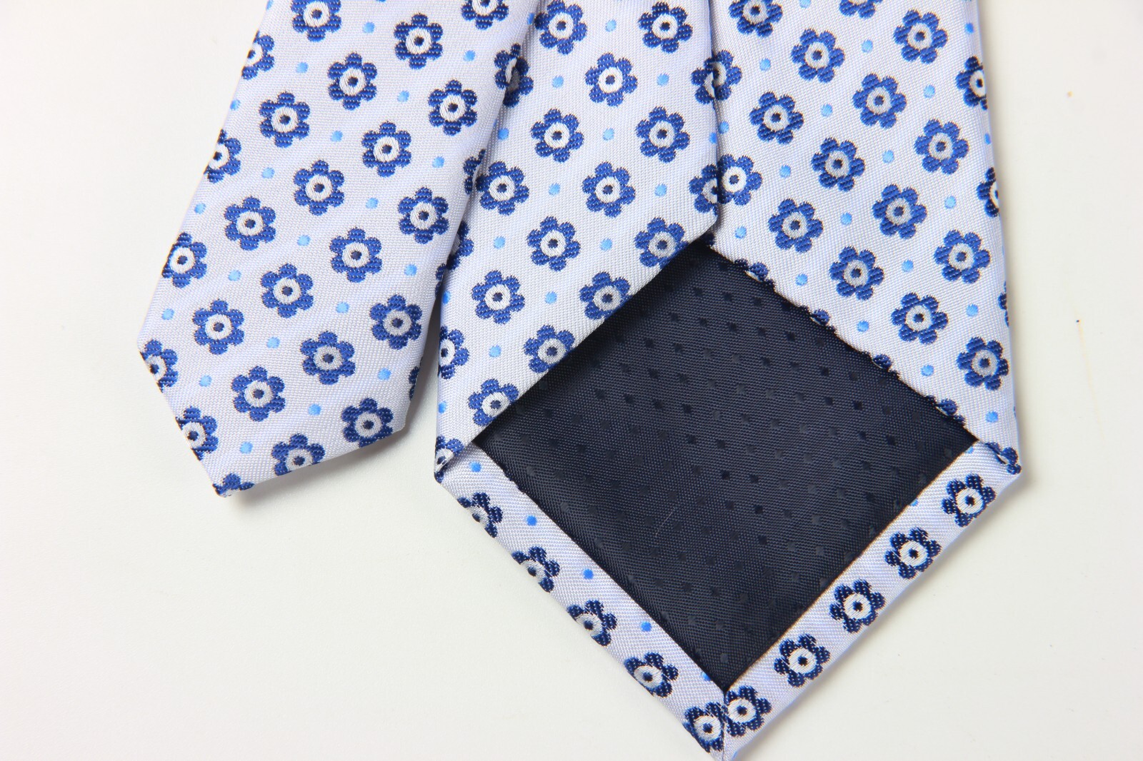New Classic Polka Dot Blue White JACQUARD WOVEN 100% Silk Men’s Necktie Tie