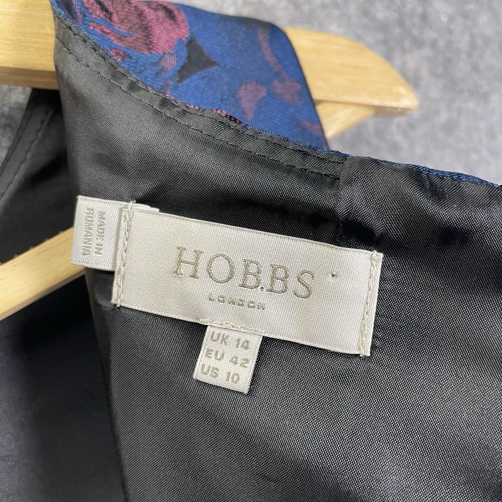 Hobbs London A Line Dress Womens UK 14 Floral Blue Red Pattern Midi Chic