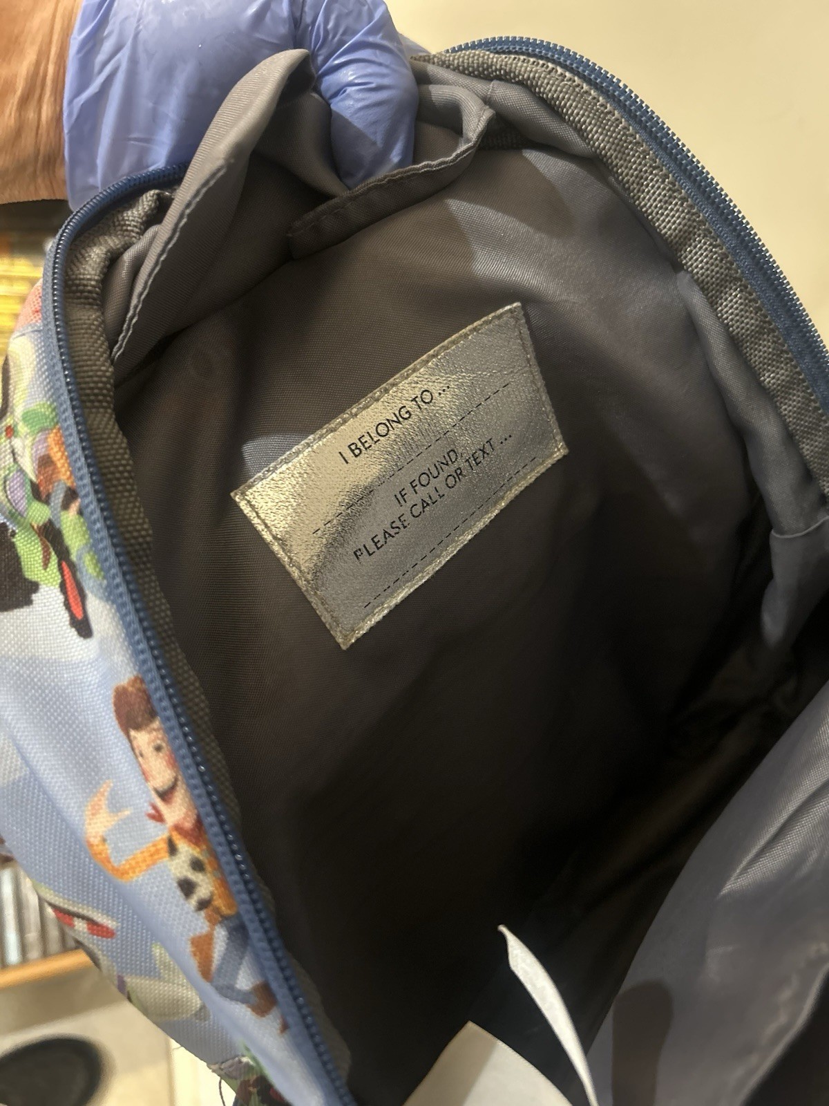 Toy Story Character Print Small Light Blue Polyester Kids Backpack Zip