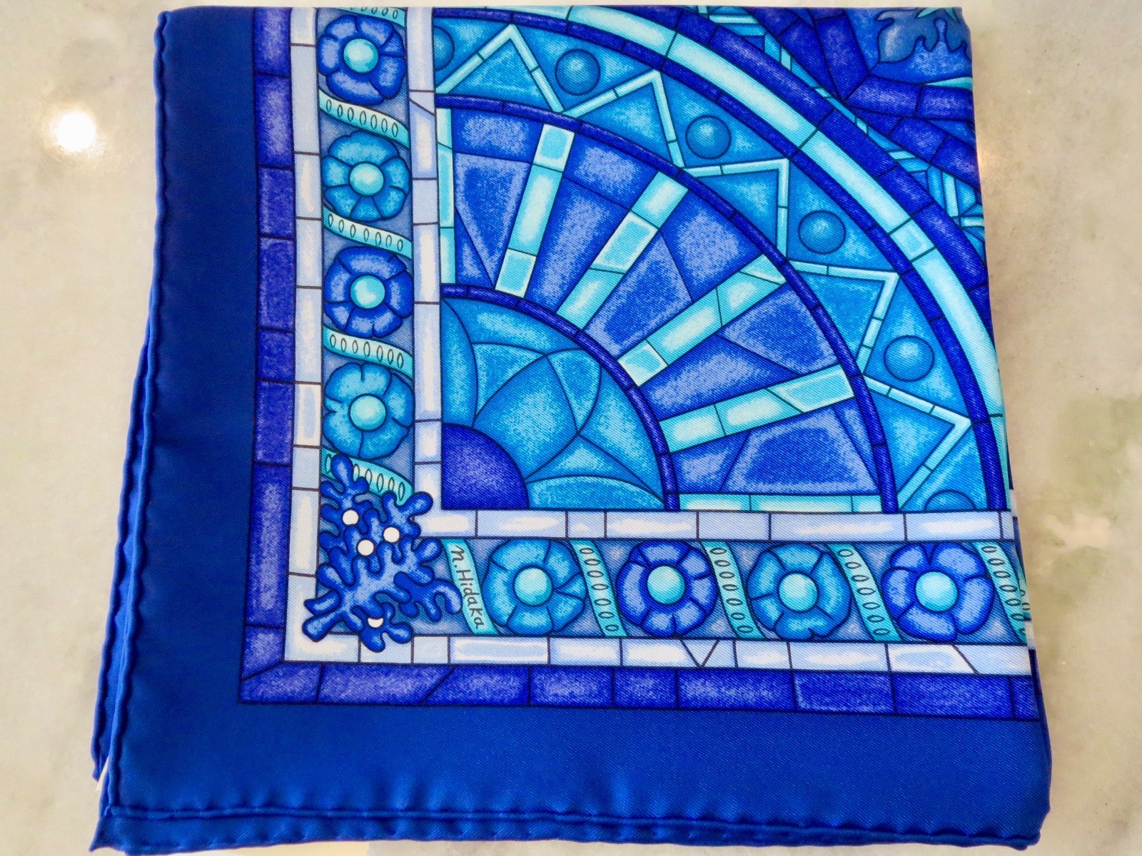 New in Box HERMES SCARF “Lumieres de Paris” Bright Blue Square Scarf 35″