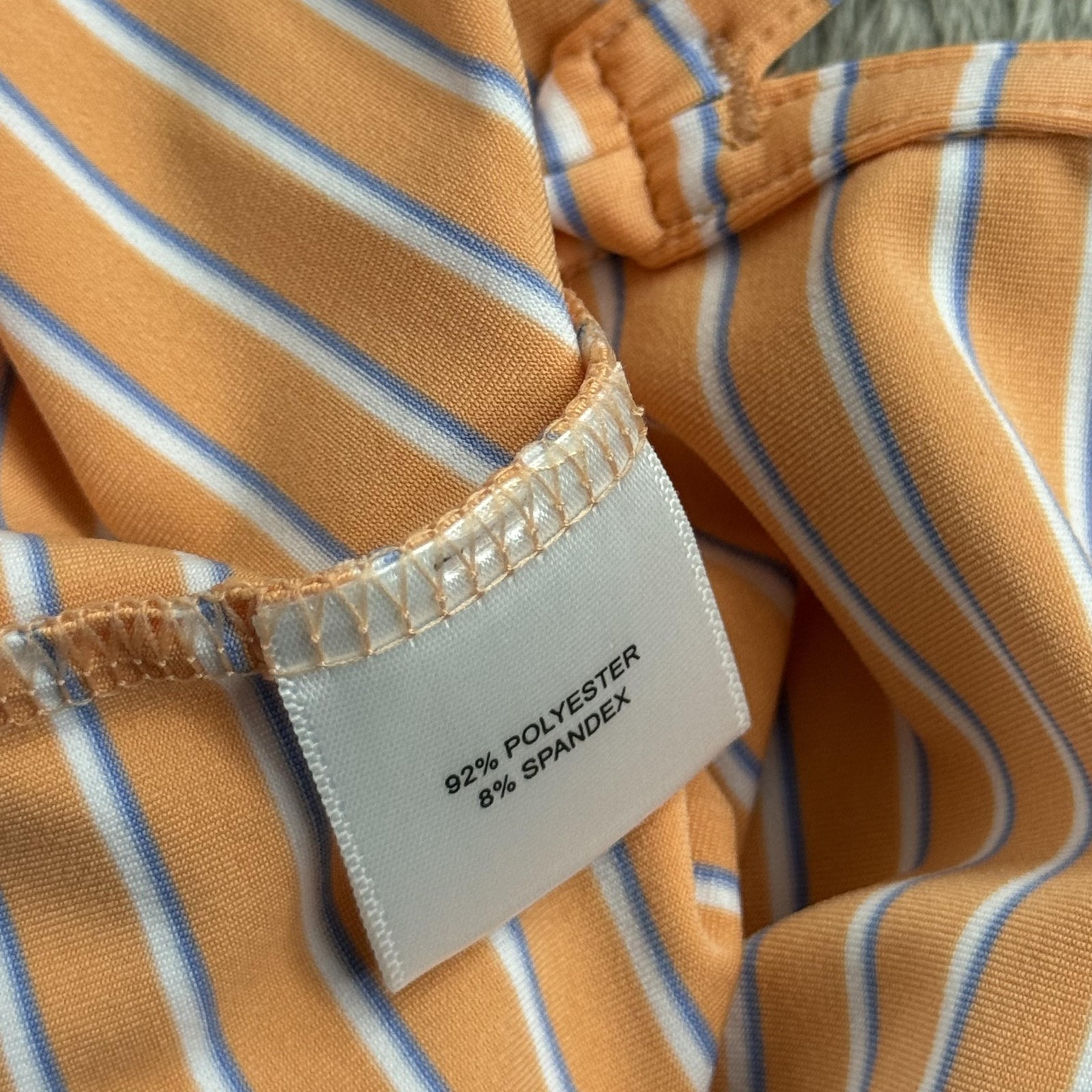 Peter Millar Polo Mens Large Orange Stripe Summer Comfort Golf Stretch Logo