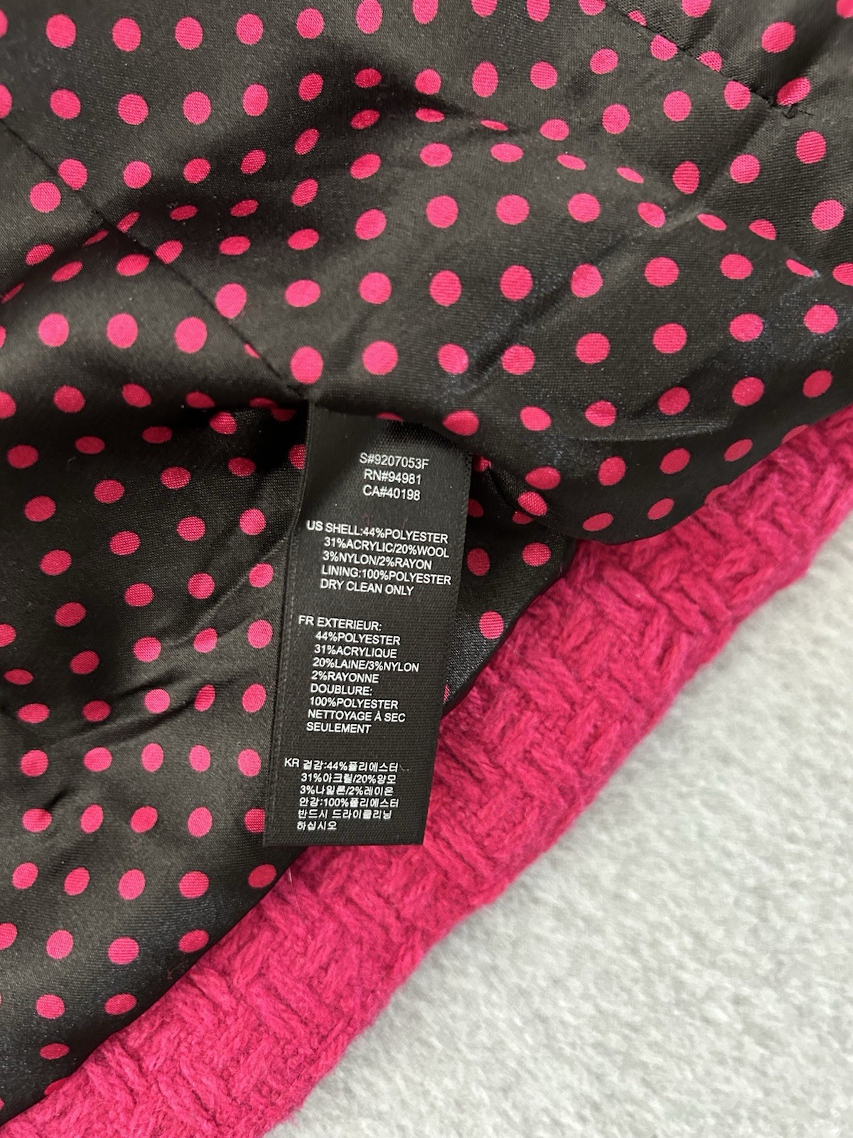 Forever 21 Hot Pink Peacoat Double Breasted Wool Blend Size S/P