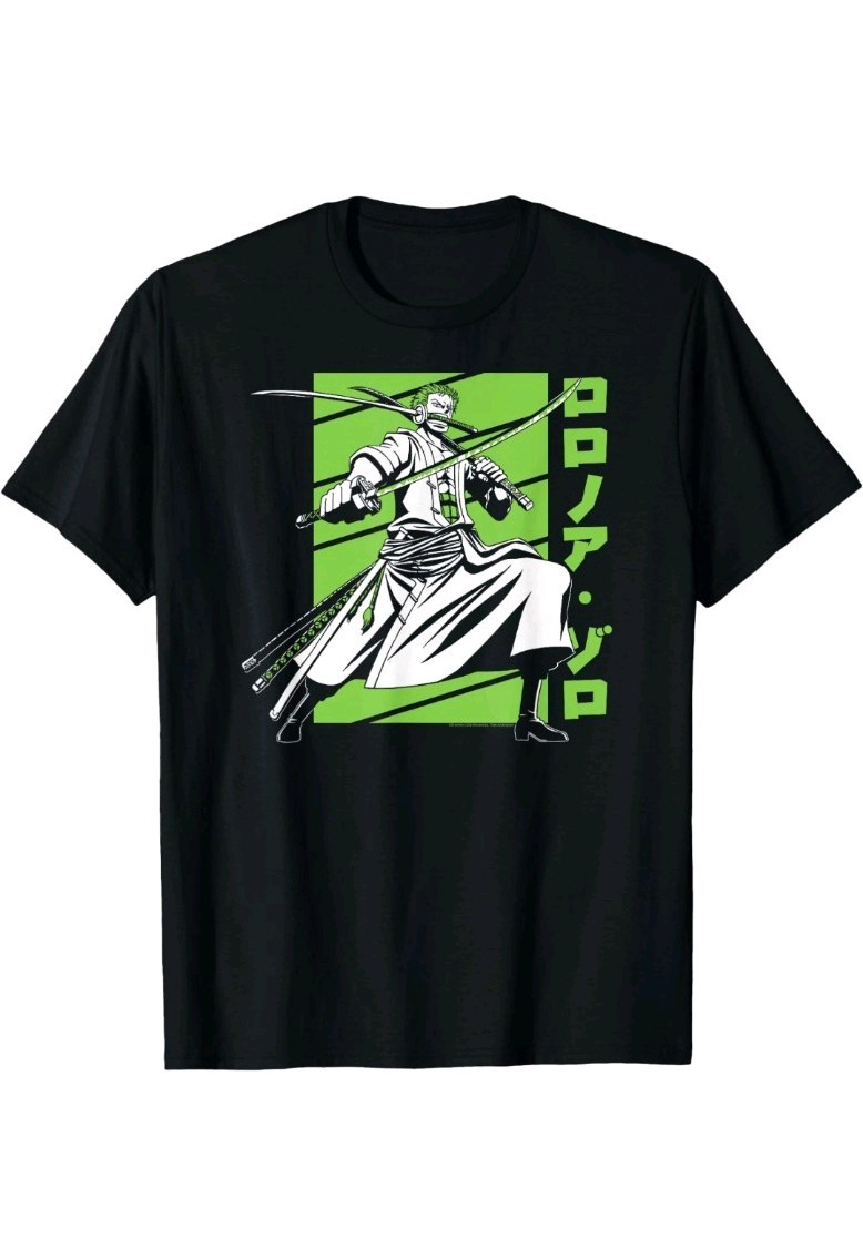One Piece Anime White and Green Roronoa Zoro T-Shirt