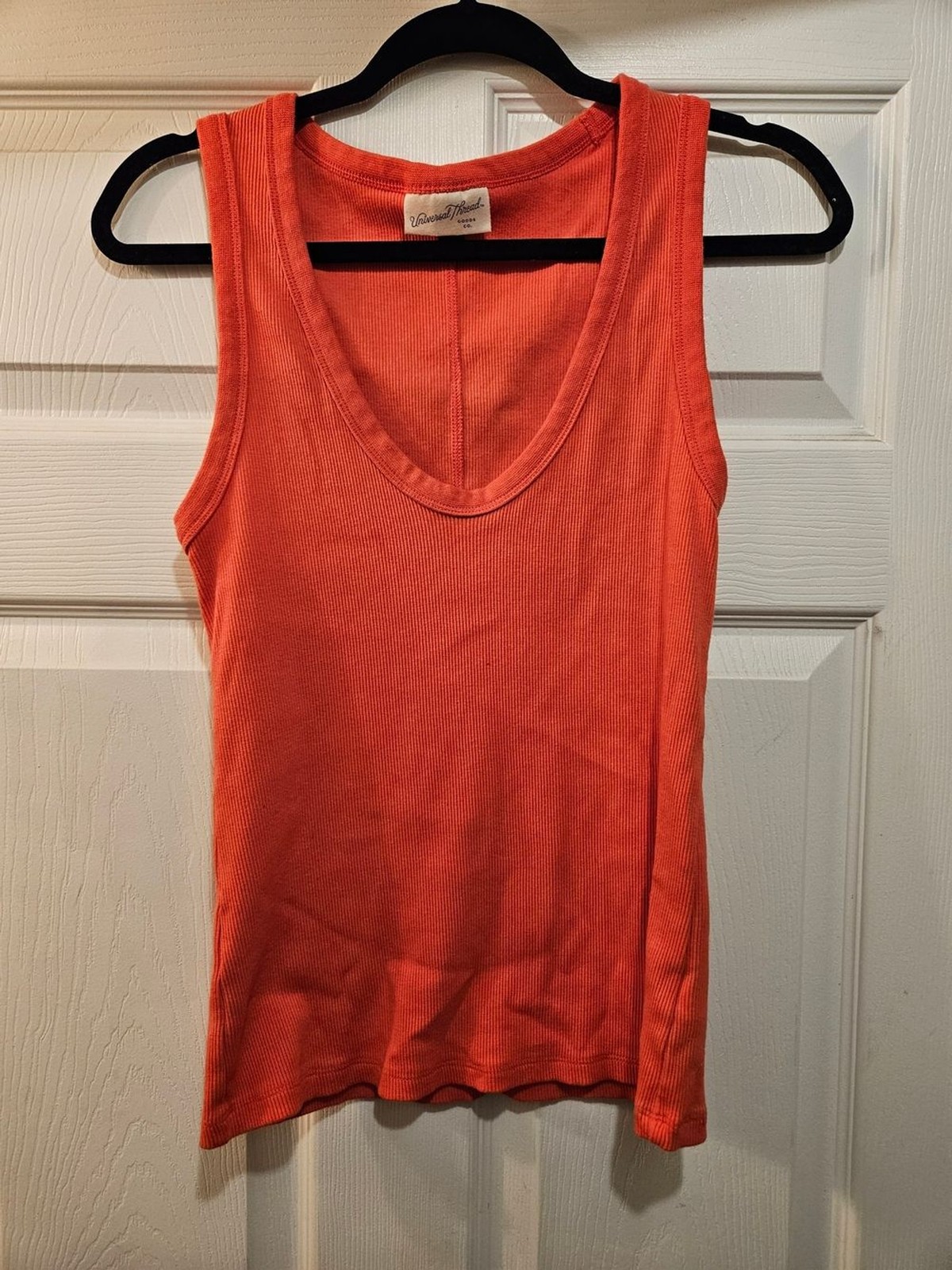 Universal Thread Coral-Orange Ribbed Scoop Neck Tank
