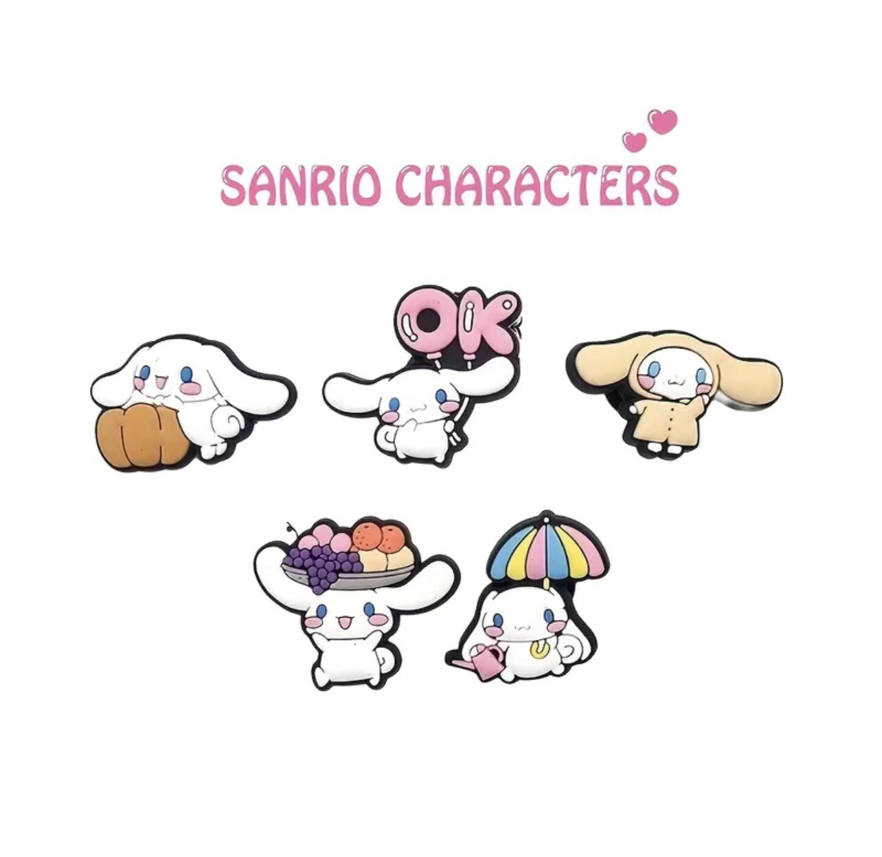 5pcs Cute Sanrio Cinnamoroll For Croc Accessories Shoe Jewelry Decoration