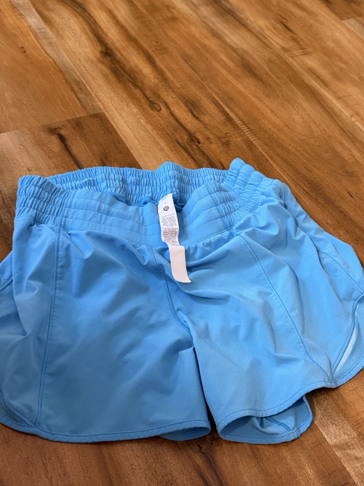 Lululemon Women’s Blue Solid Athletic Running Shorts Elastic Waist Lined