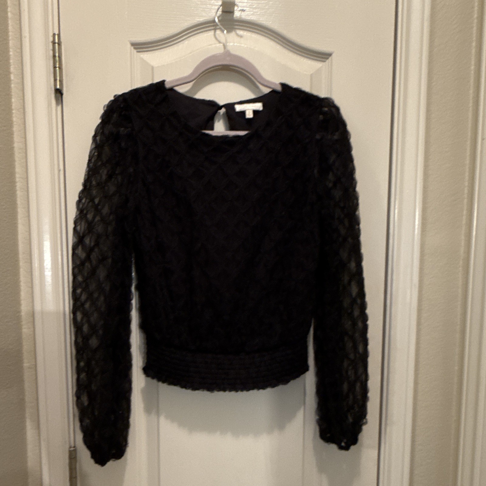Flying Tomato Black Lace V-Neck Long Sleeve Pullover Blouse Women’s S