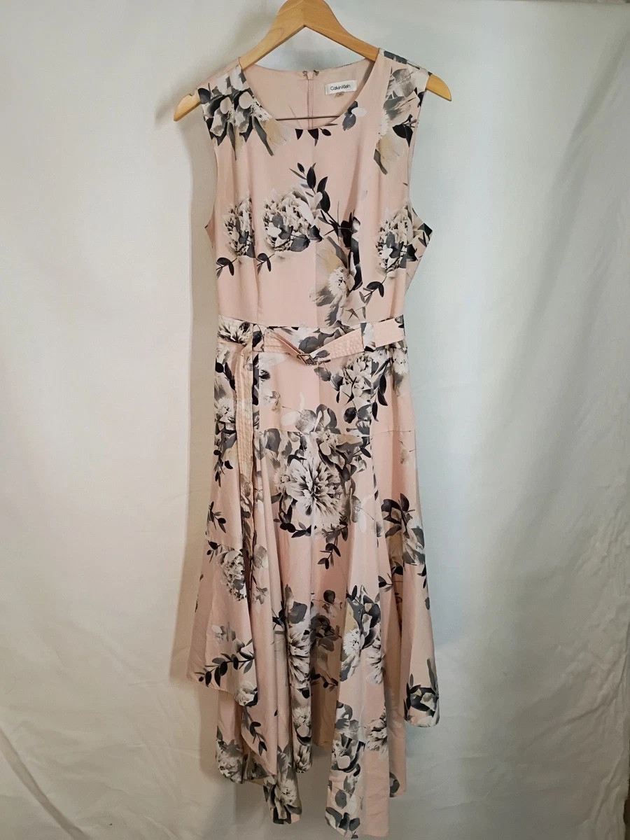 Calvin Klein Pink Floral Dress with Belt 10