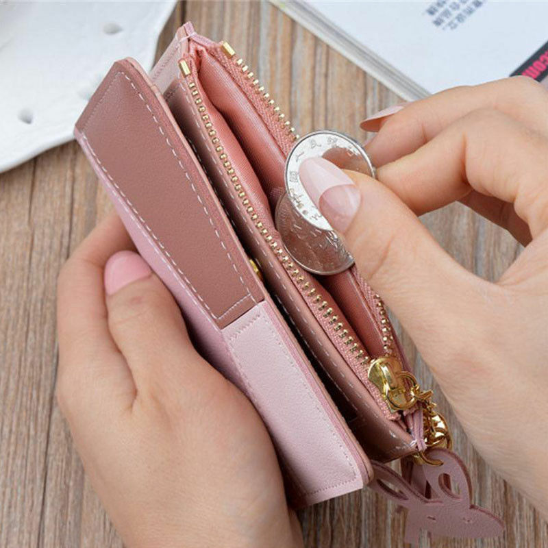 RFID Blocking Women Small Leather Wallet Credit Card Holder Mini Bifold Purse US
