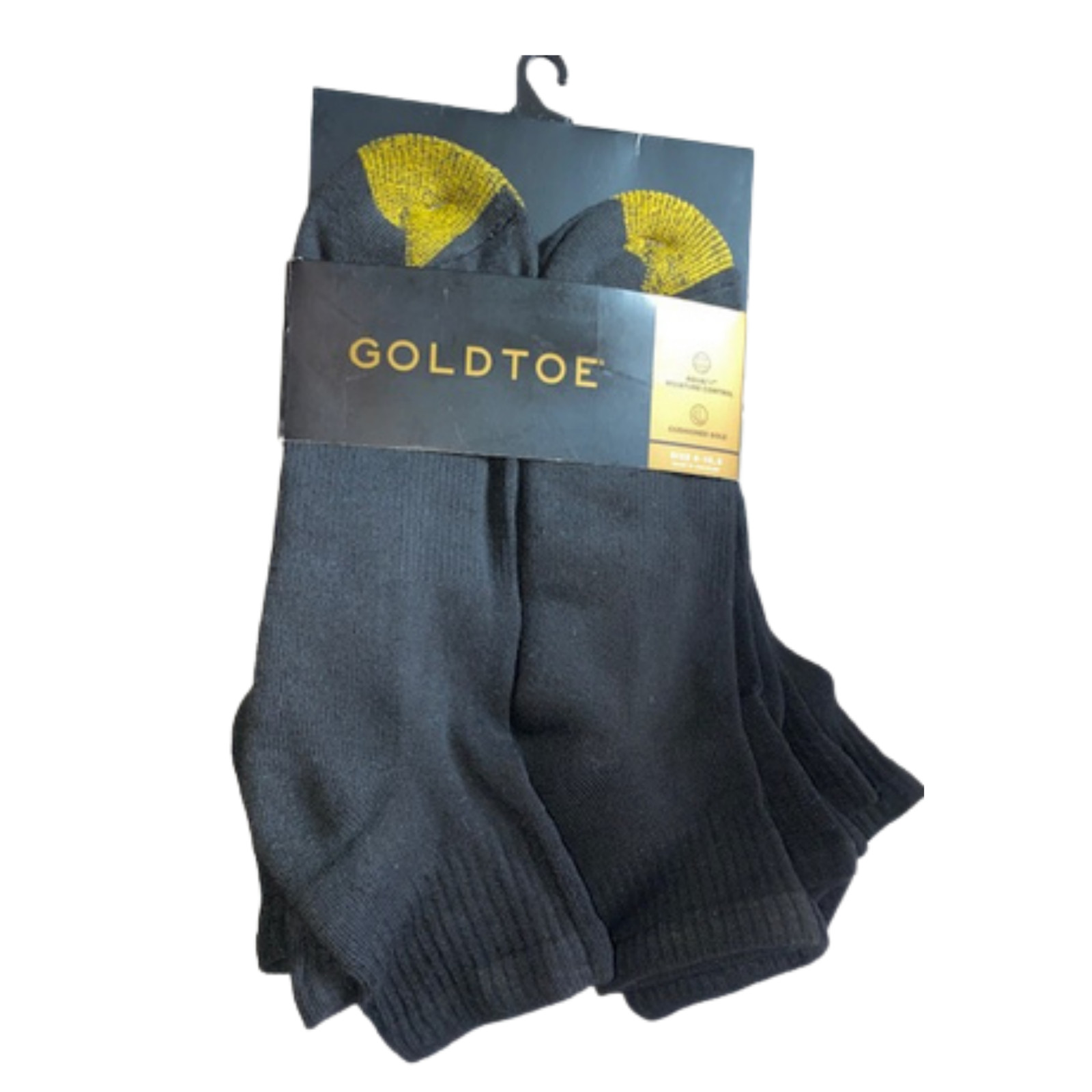 Gold Toe 6 Pair Men’s Black Quarter Socks, Moisture AquaFX Moisture Control