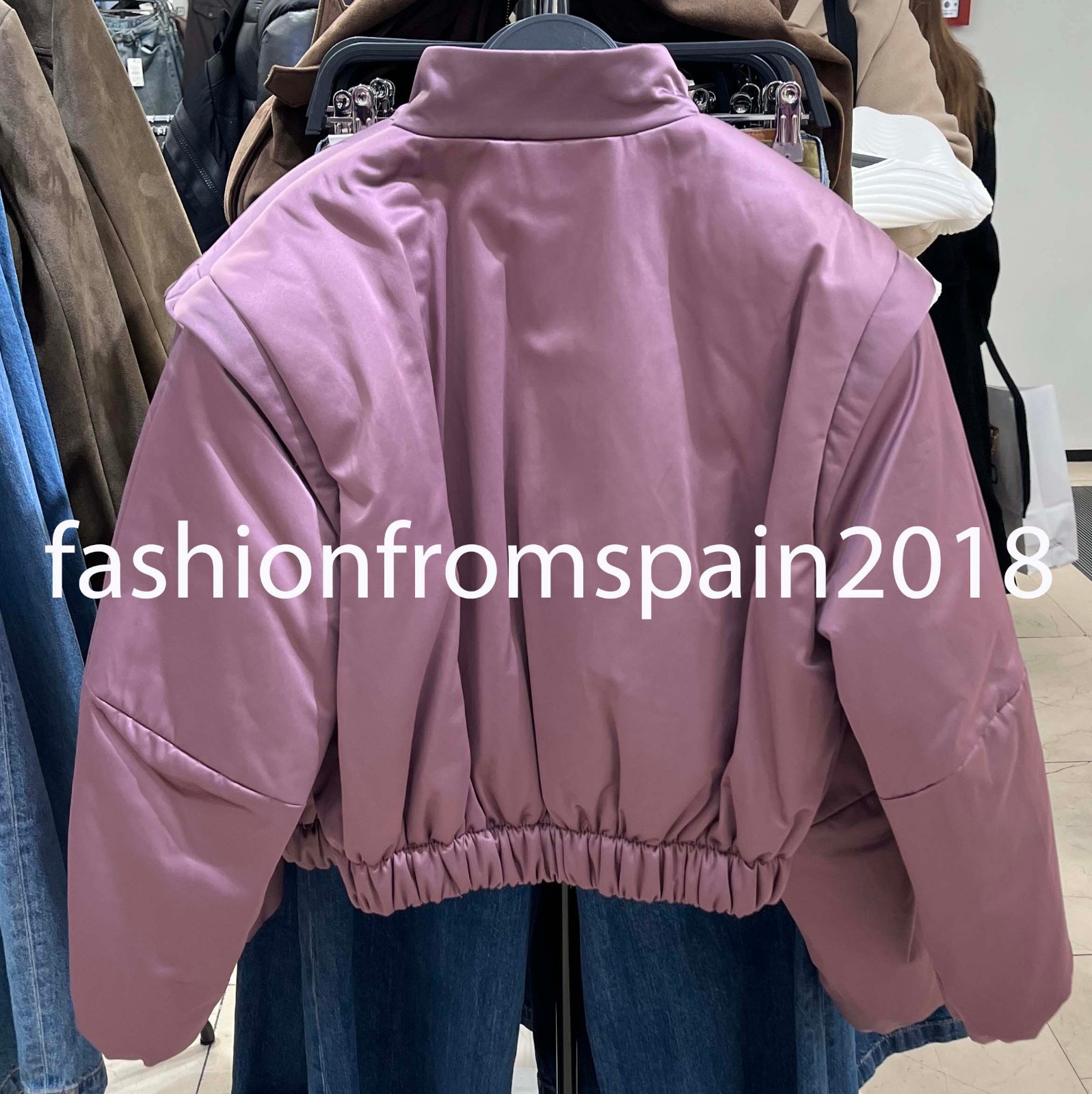 ZARA NEW WOMAN PUFFER JACKET WITH MARKED SHOULDERS LILAC XS-XL 2004/562/629