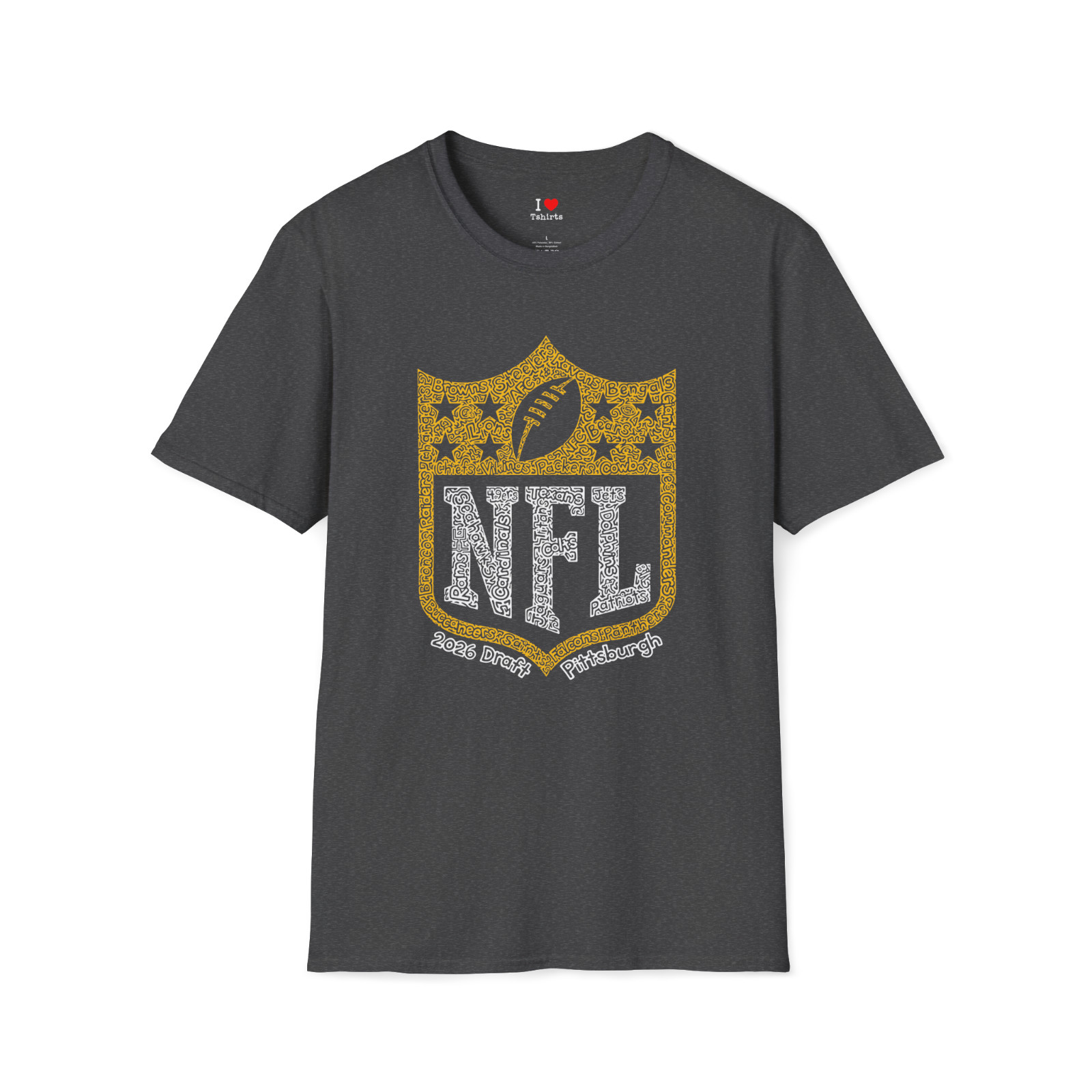 Draft tshirt- Pittsburgh 2026- unisex soft style dark gray extra large (XL) tee