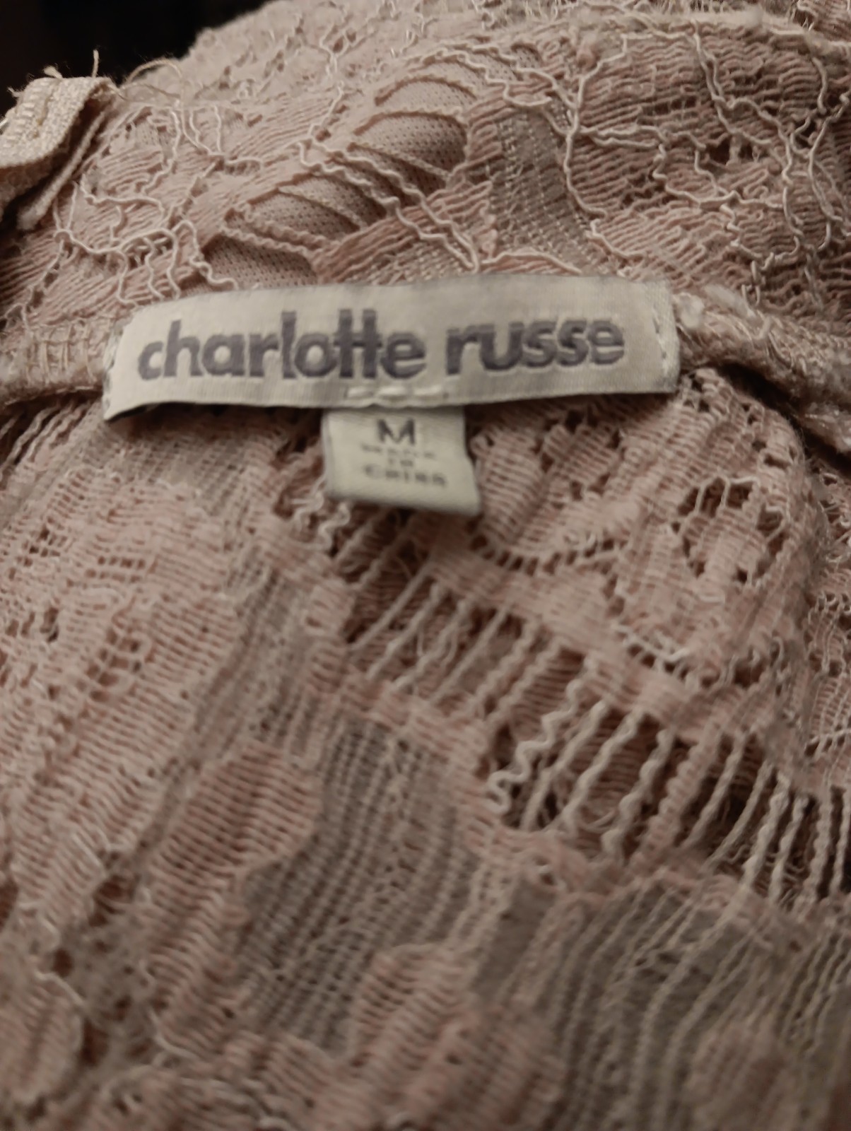 Charlotte Russe, Lace Sleeveless Dress mock neck Junior Women’s Beige/Cream M