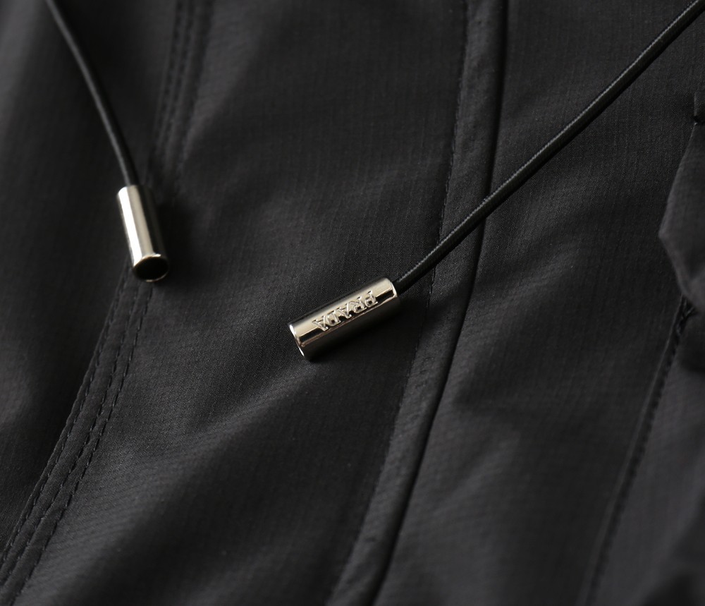 Prada 26SS New Men’s Red Logo Black Jacket Coat