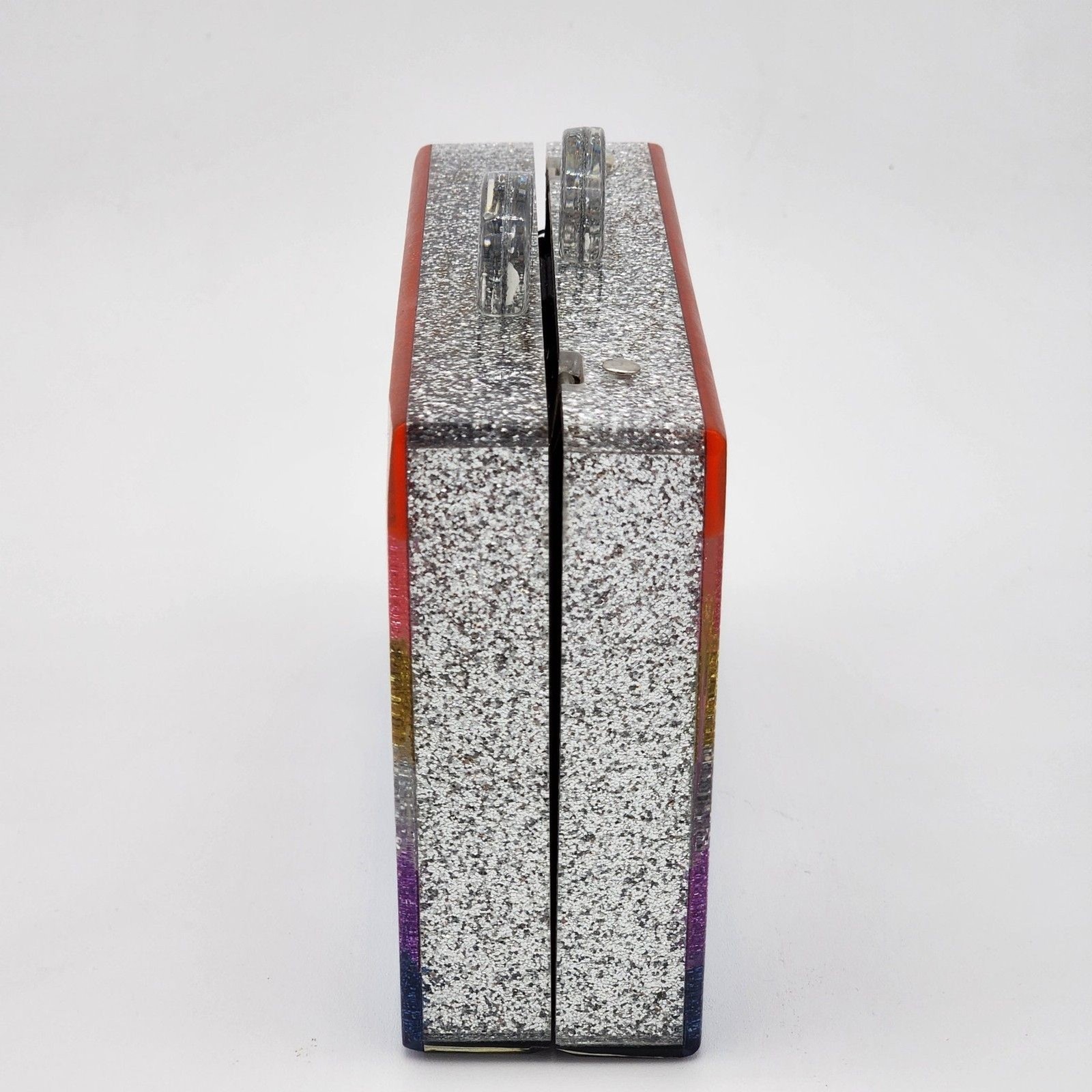Elizabeth Sutton Collection Acrylic Glitter Rainbow Chain Crossbody Bag Clutch