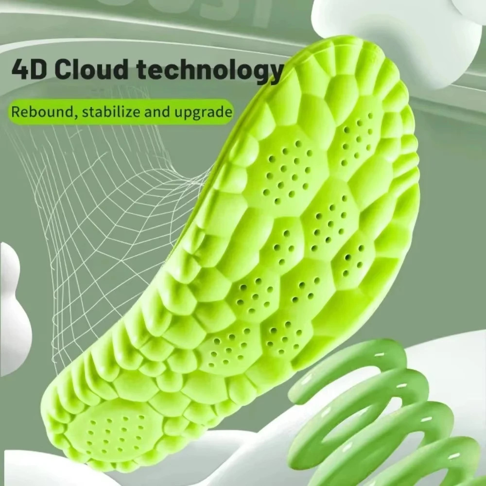 4D Sport Insole Super Soft Shoes Sole Pads for Feet Shock Absorption Baskets Sho