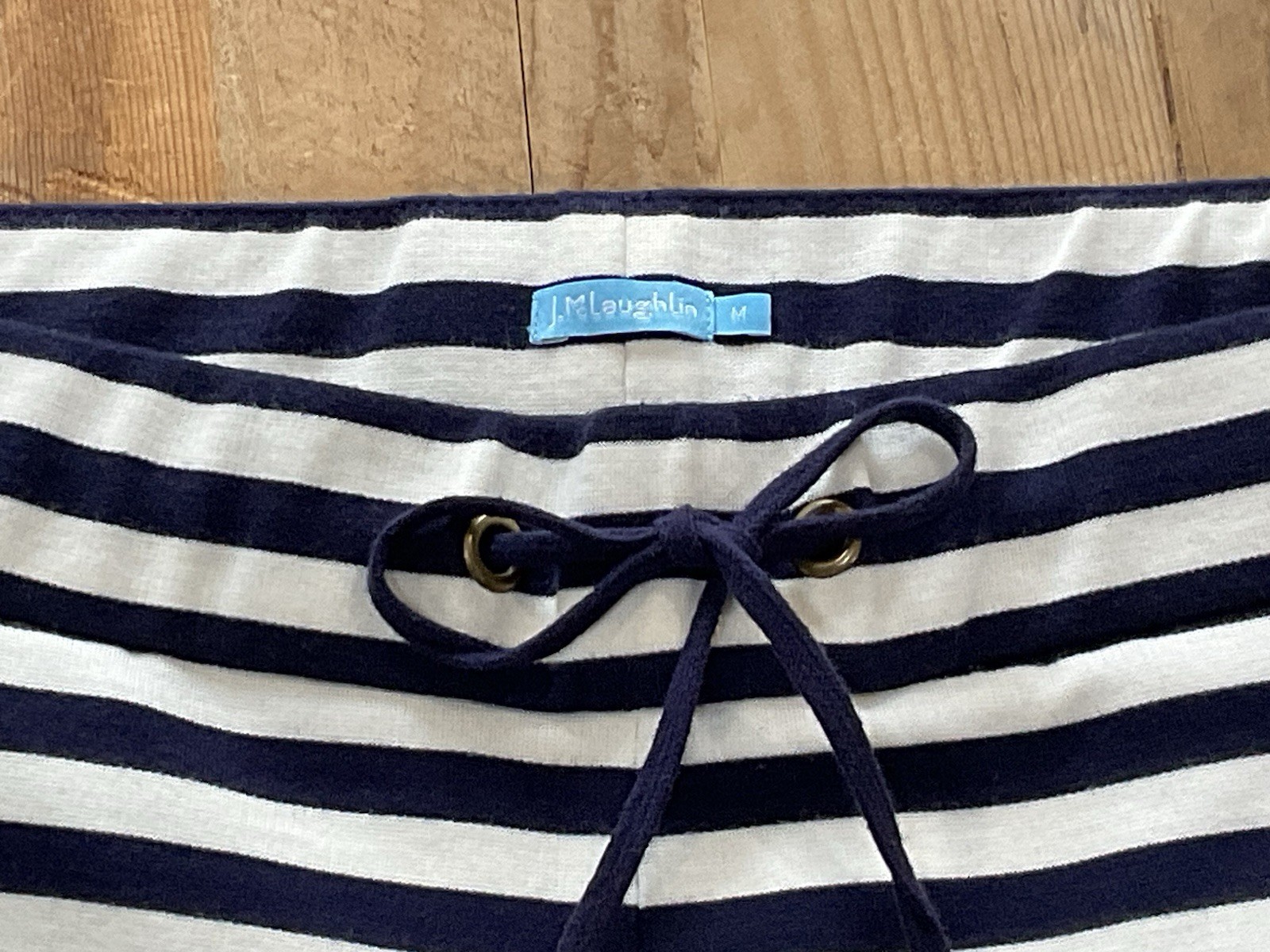 J. McLaughlin Women’s Medium Stripped Navy Blue/white Coastal Preppy Chic
