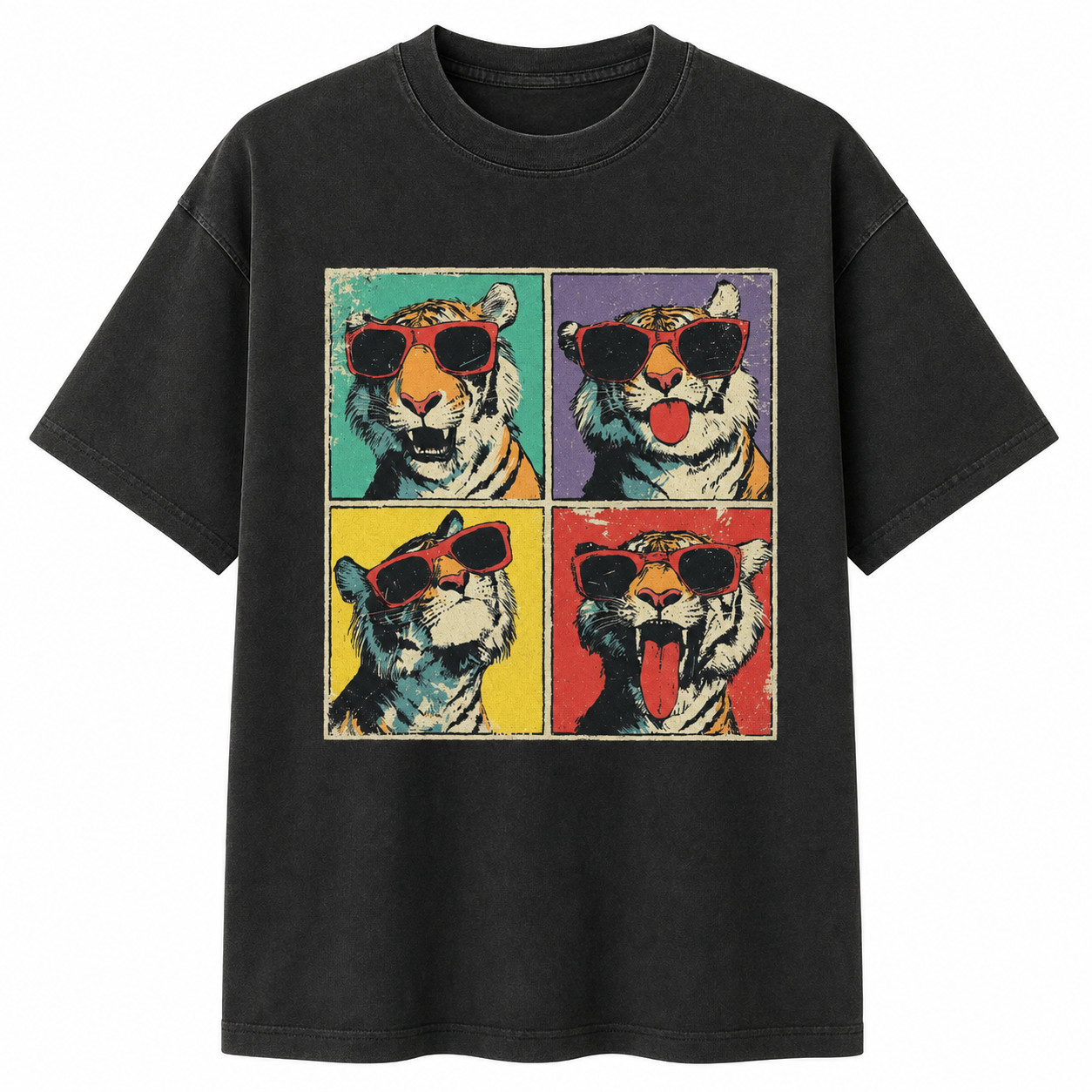Funny Tiger Sunglasses Shirt Retro Summer Vintage 90s Graphic Tee