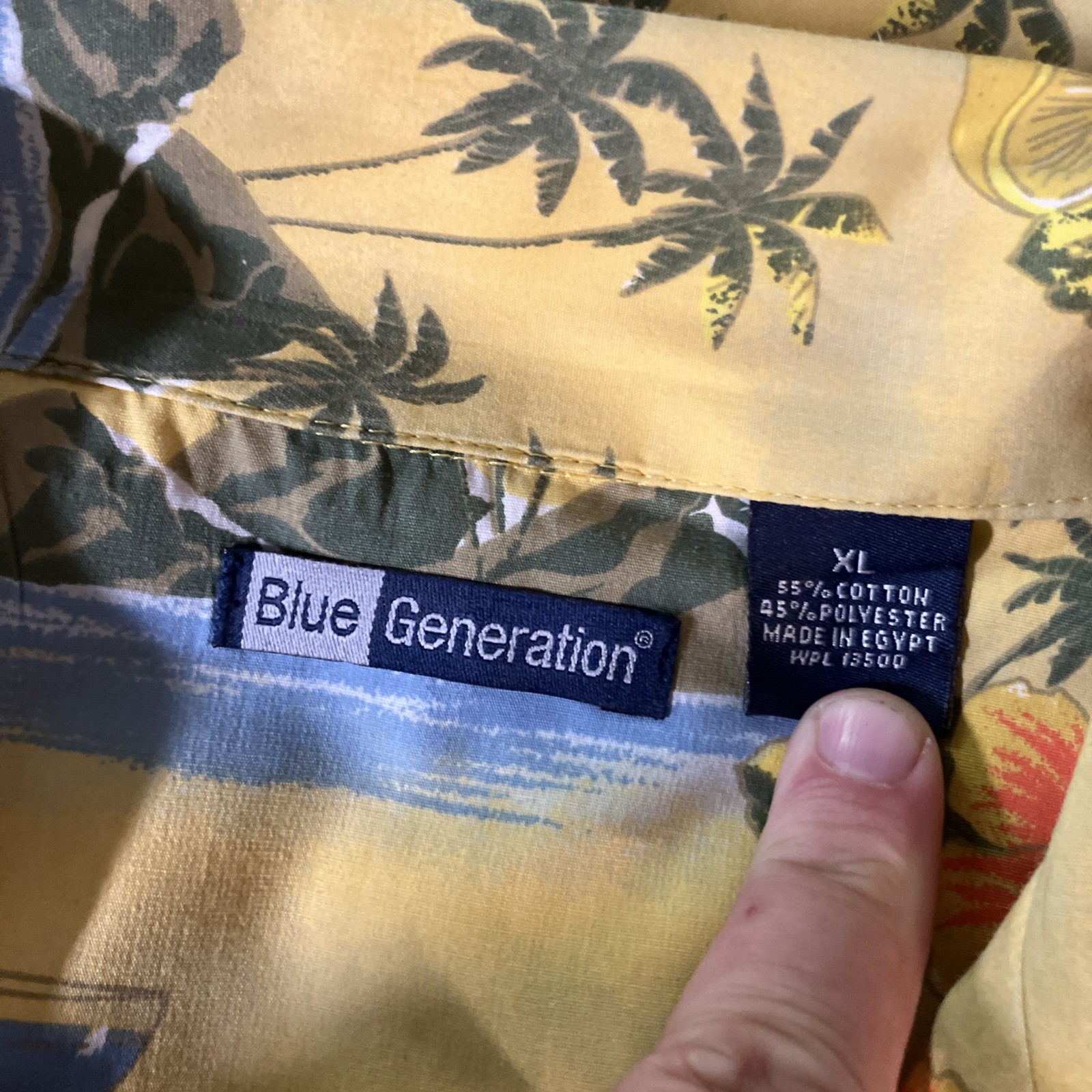 Blue Generation Mens Hawaiian Aloha Camp Shirt Multicolor Floral Cocktails XL