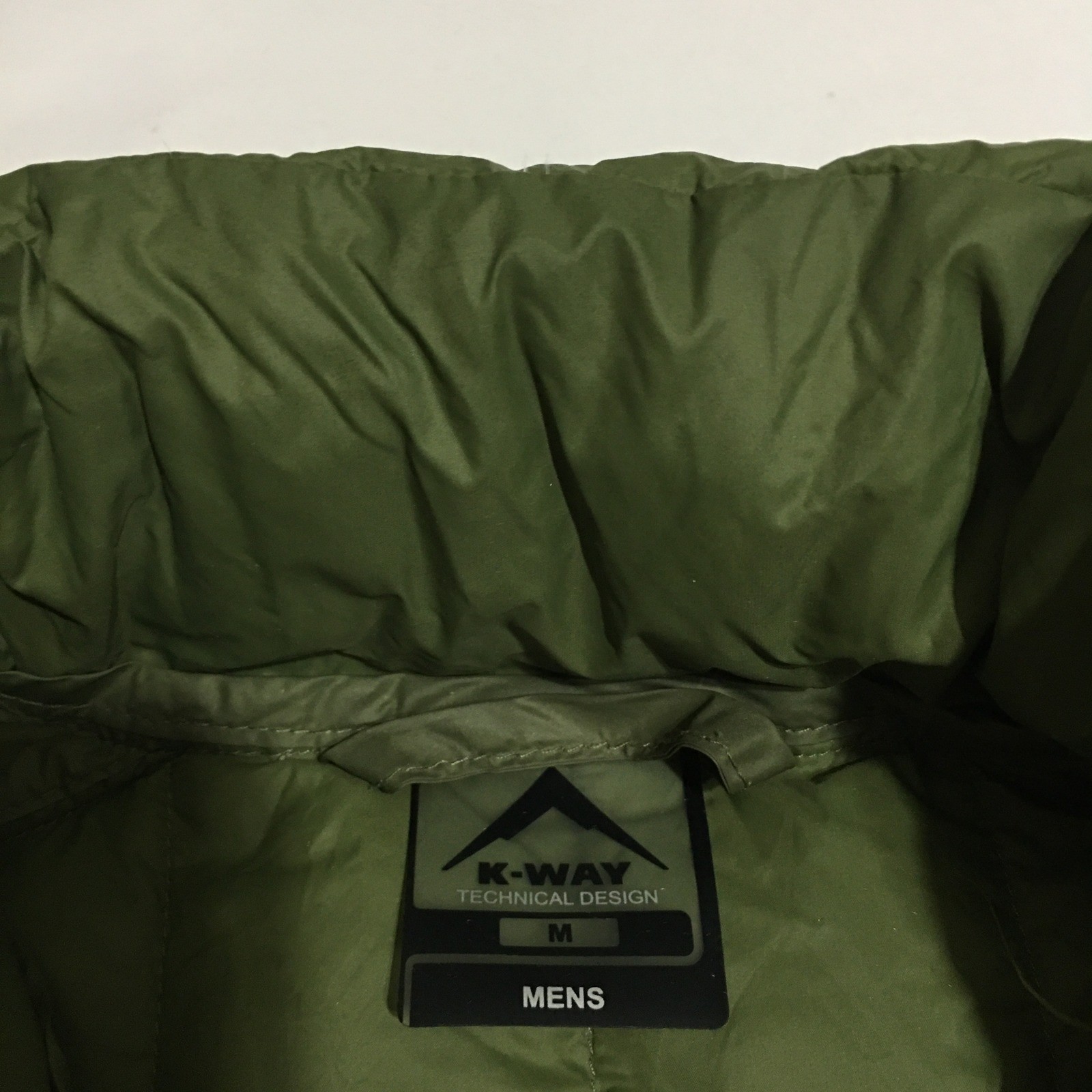K-Way Puffer Jacket Mens Medium Olive Green Quilted Down Full Zip
