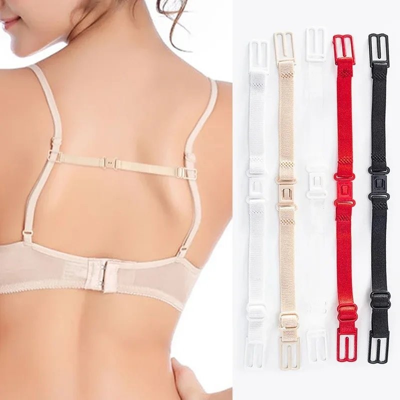 2x Women Bra Straps Holder Anti-slip Elastic Adjustable Clips With Metal Buckles