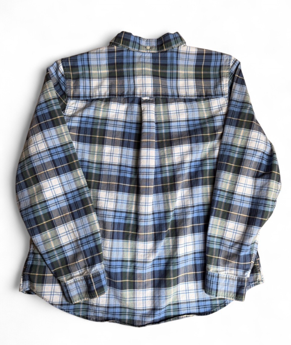 L.L.Bean Women’s Plaid Shirt Medium Organic Cotton Button Down Blue