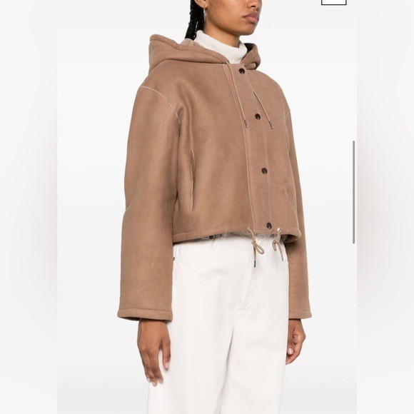 THEORY***Reversible Cropped Hooded Shearling Lamb Parka Coat***small $2395