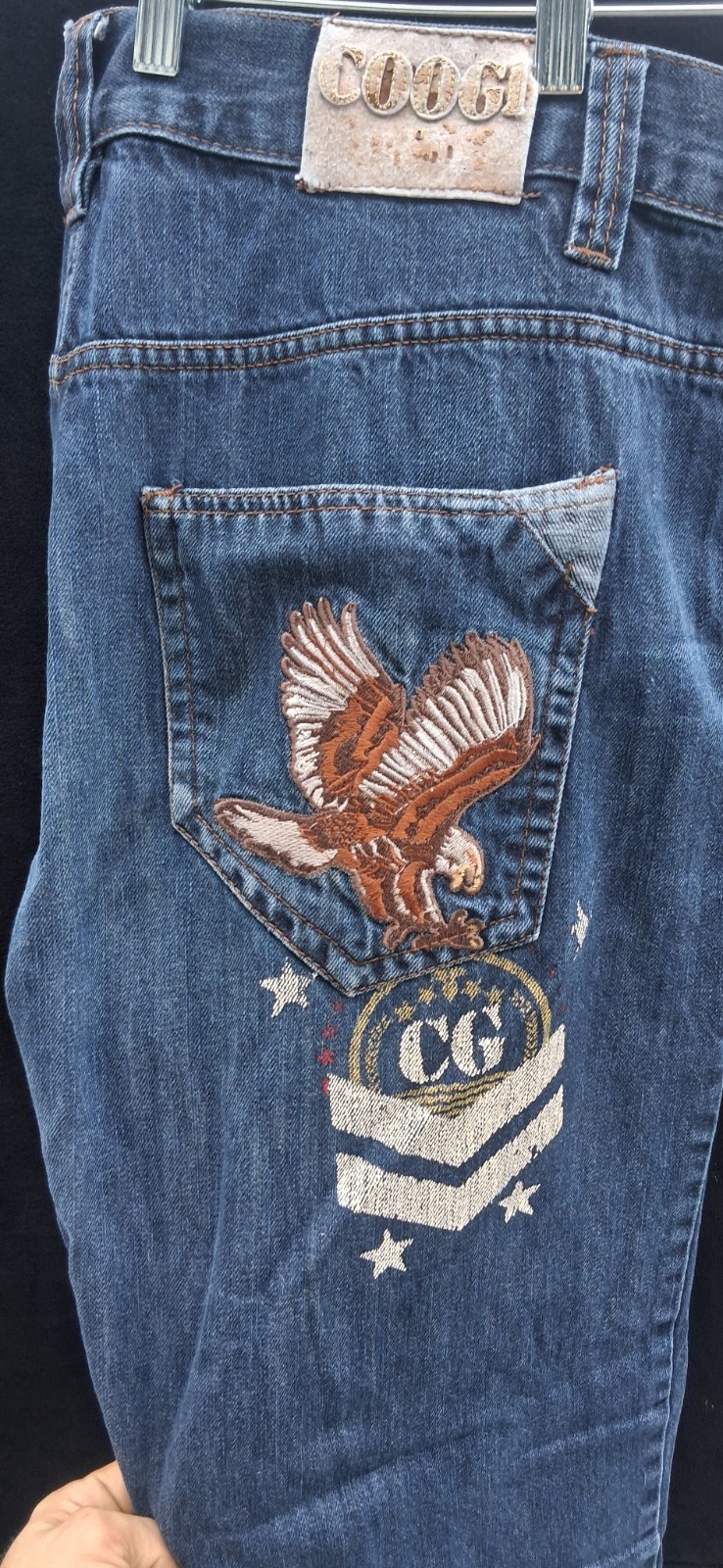 COOGI Men’s Blue Denim Jeans 5-Pocket Straight Leg Embroidered Logo