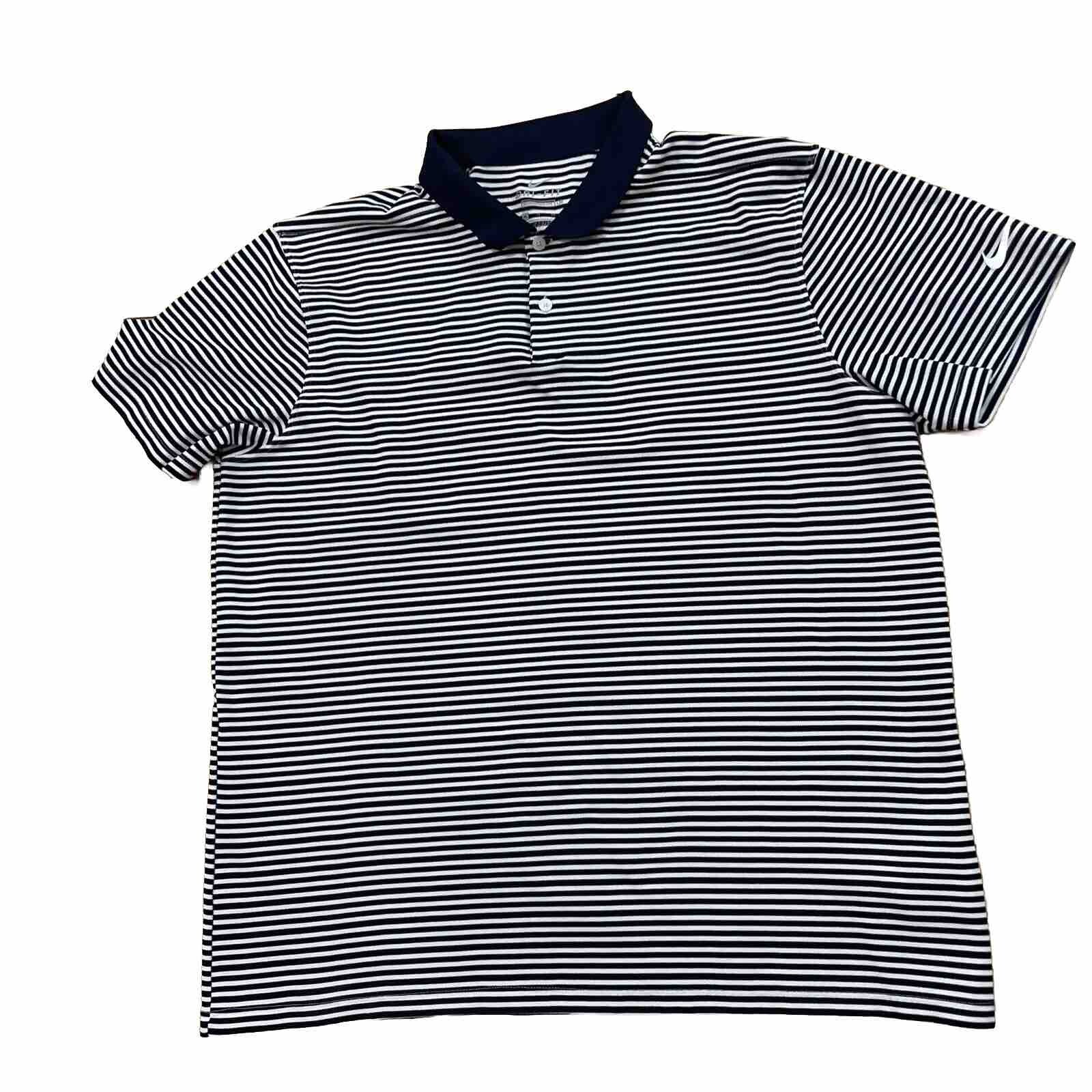 NIKE Dri-Fit Polo Shirt Men XL Blue Striped Preppy Old Money Sports Standard Fit