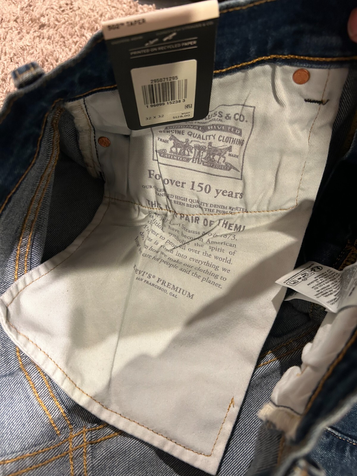 Levi’s Premium 502 Regular Taper Fit Selvedge Jeans WStretch Sizes RT$128 1295