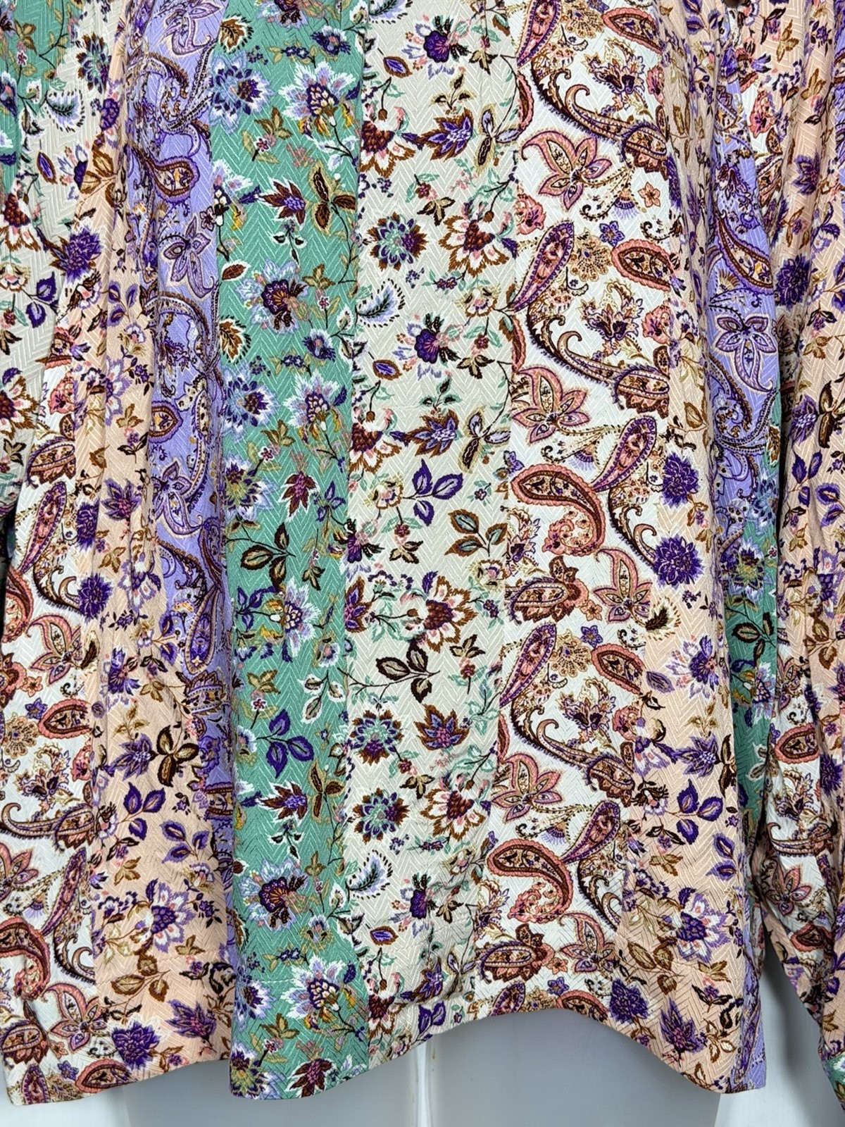 LOFT Women’s Floral Paisley Blouse Top Long Sleeve Lightweight Boho Chic