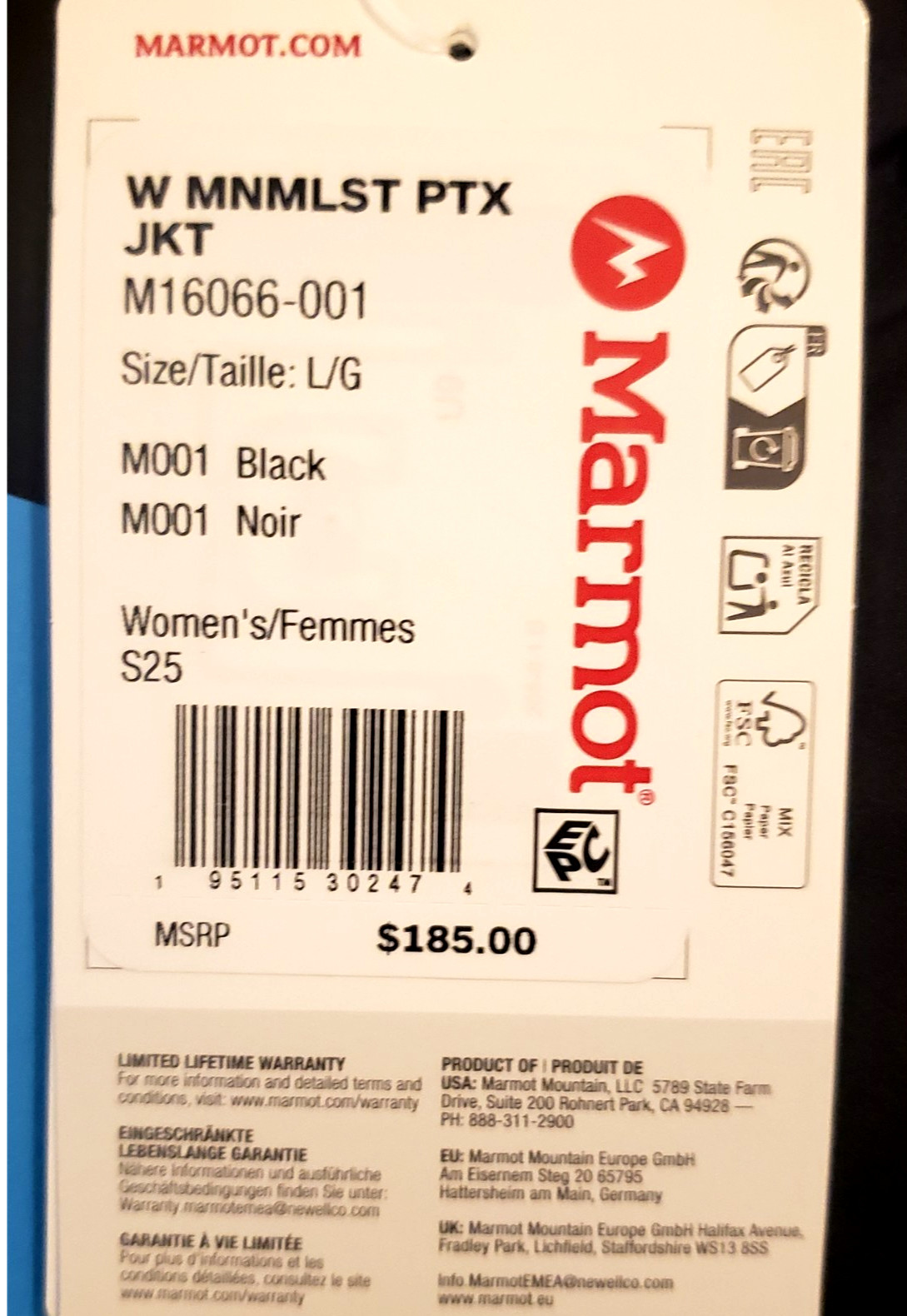 MARMOT Womens MINIMALIST PERTEX RAIN JACKET COAT WATERPROOF CHOOSE SIZE & COLOR