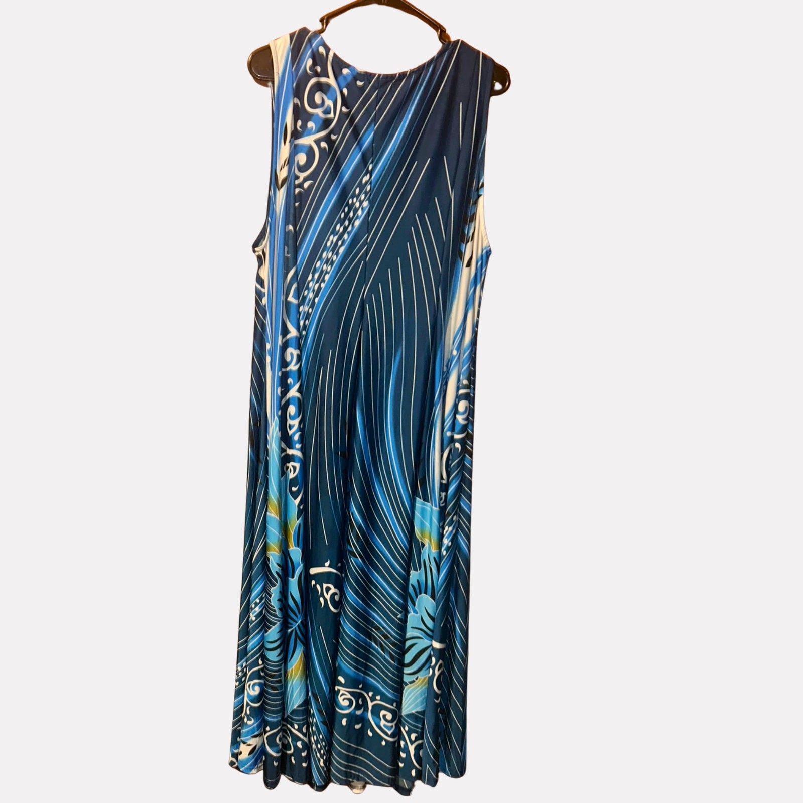 Reborn Blue Floral Maxi Dress – Women’s XL/1X A-Line Boho Summer Dress