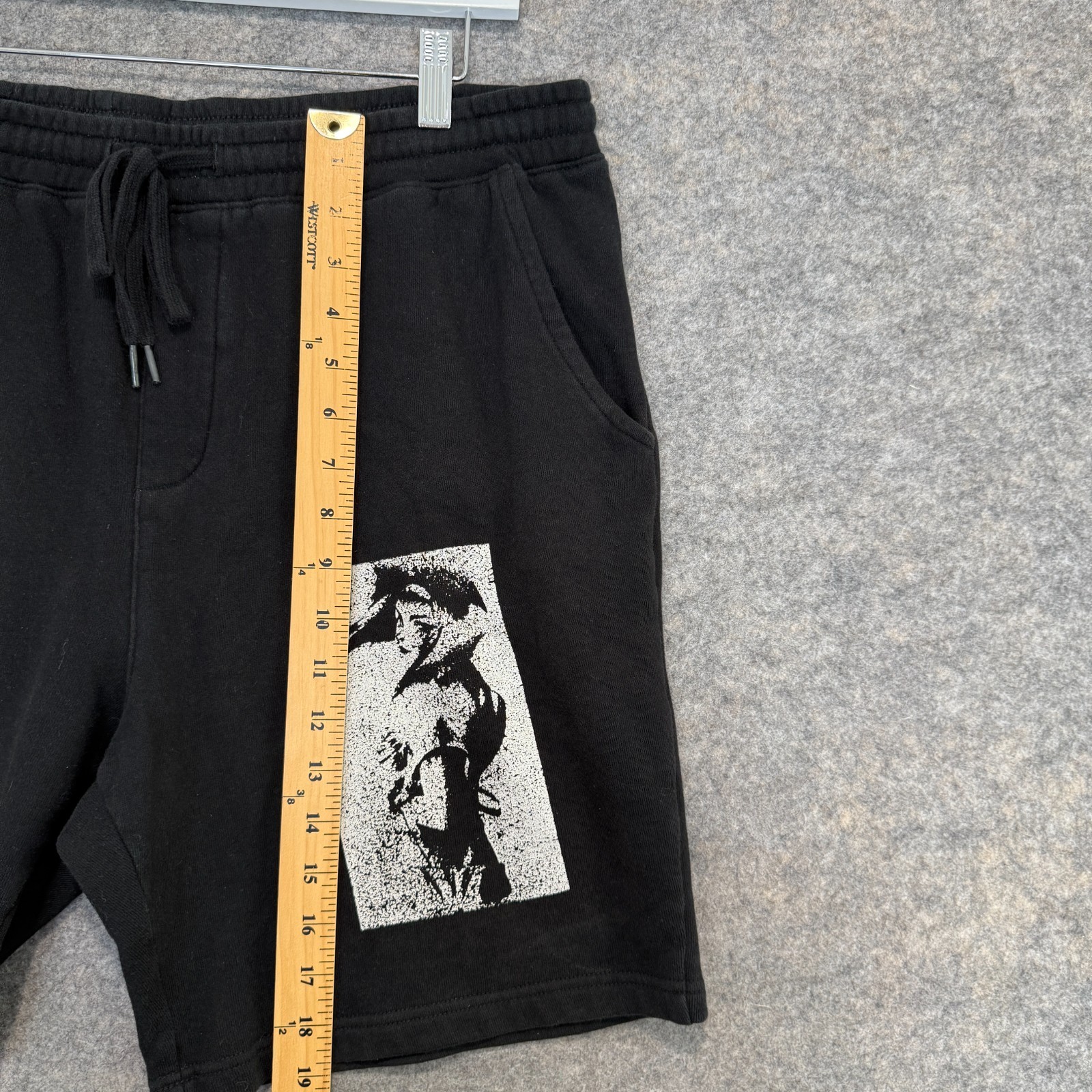 Atsuko Cowboy Bebop Sweat Shorts Mens XL Graphic Drawstring Black 8″ Inseam