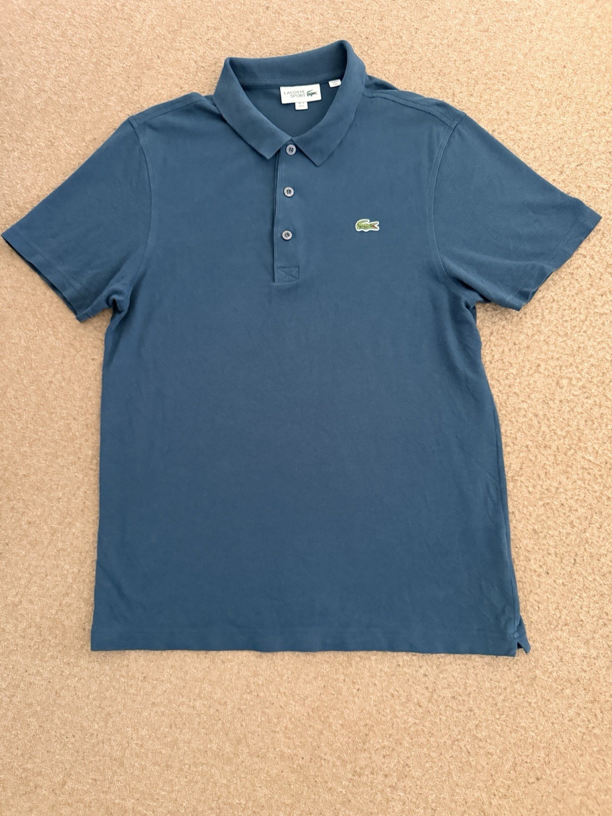 Lacoste Men’s Polo Shirt Size 4 Blue Short Sleeve Solid Collared Button Logo