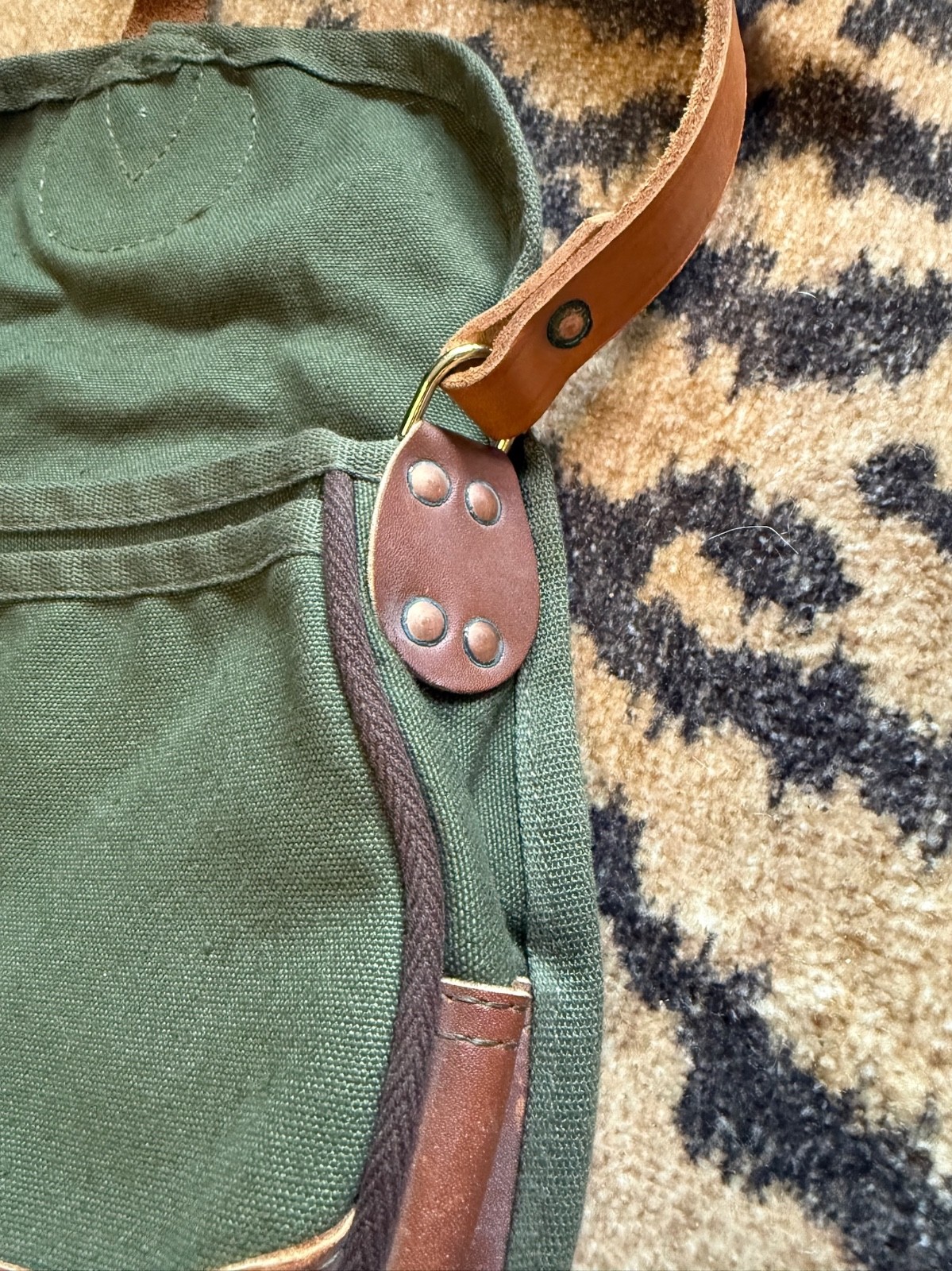 Vintage Duluth Pack Minn Green & Brown Crossbody Canvas Leather Shell Bag USA