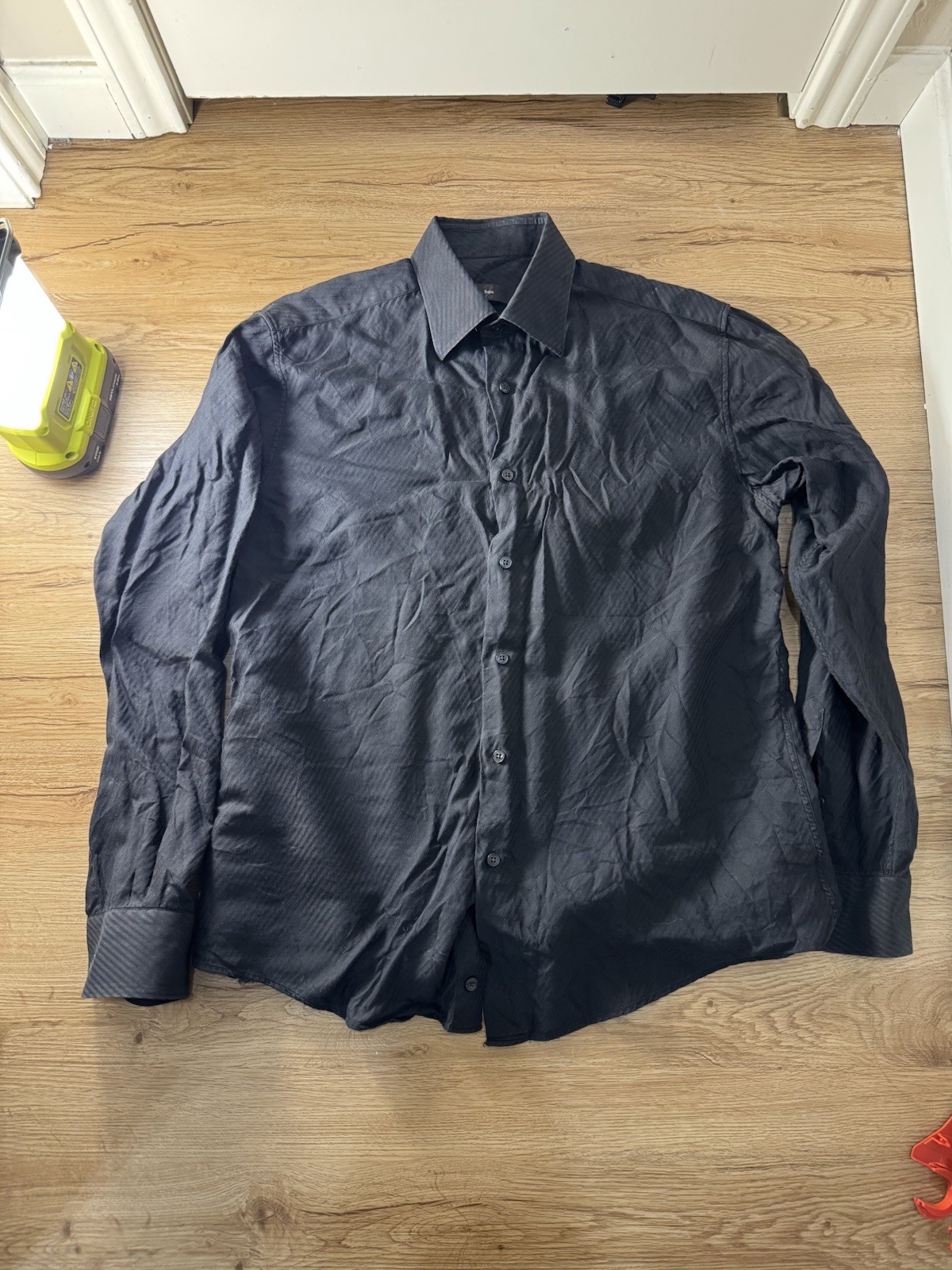 Z Zegna Ermenegildo Zegna 41/16 Black Seersucker Button Up Textured Striped
