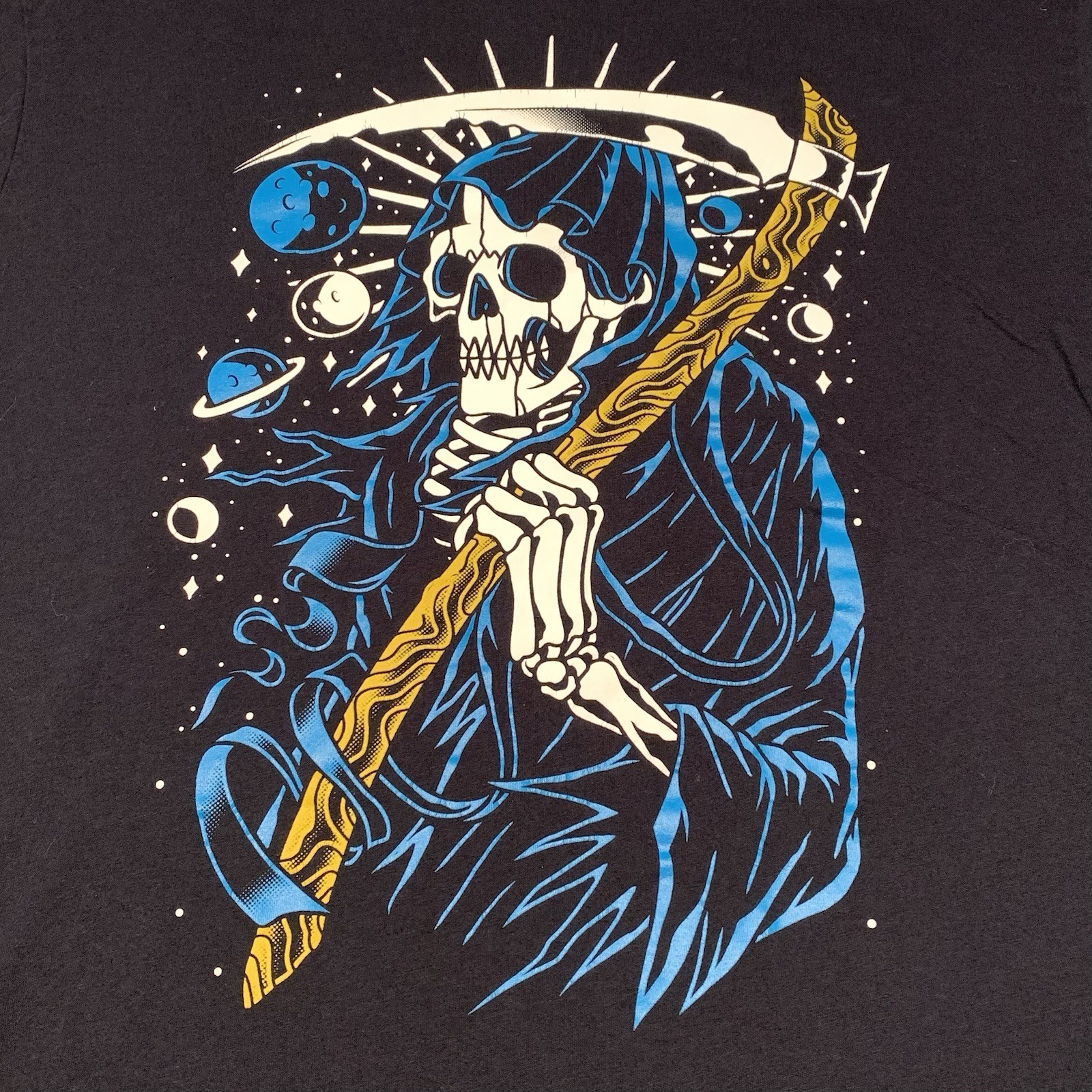 Into The AM Grim Reaper Skeleton Graphic Print Shirt Mens XL Black EDM Music Tee