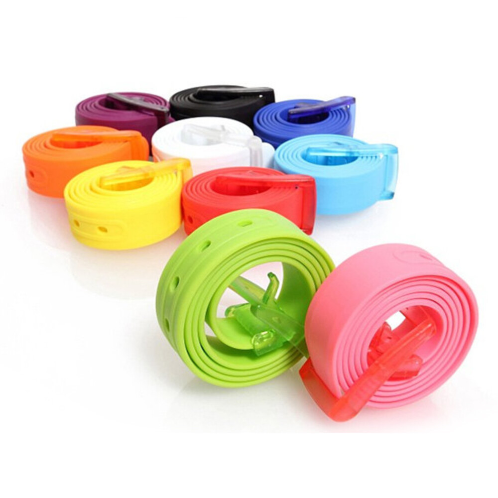 Adjustable Cut to Fit Rubber Plastic Jelly Silicone Casual Belt With Buckle