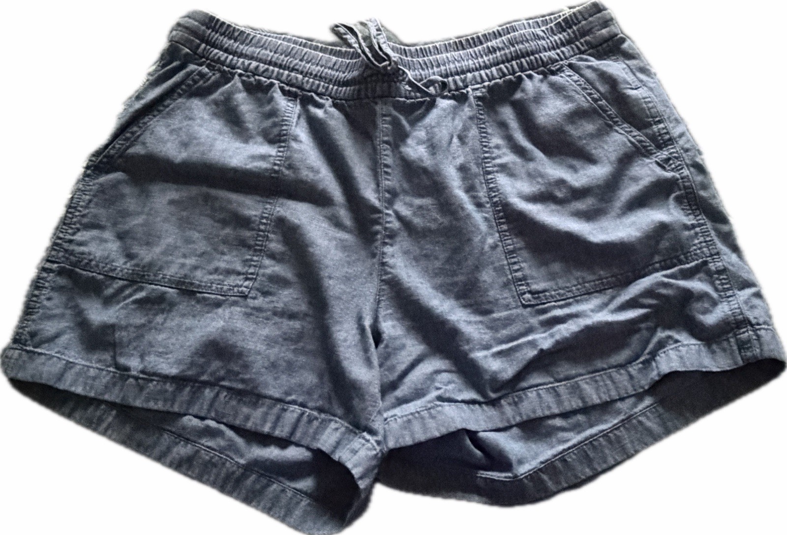 J.Crew Factory Women’s Blue Chambray Drawstring Elastic Waist Shorts M 29″