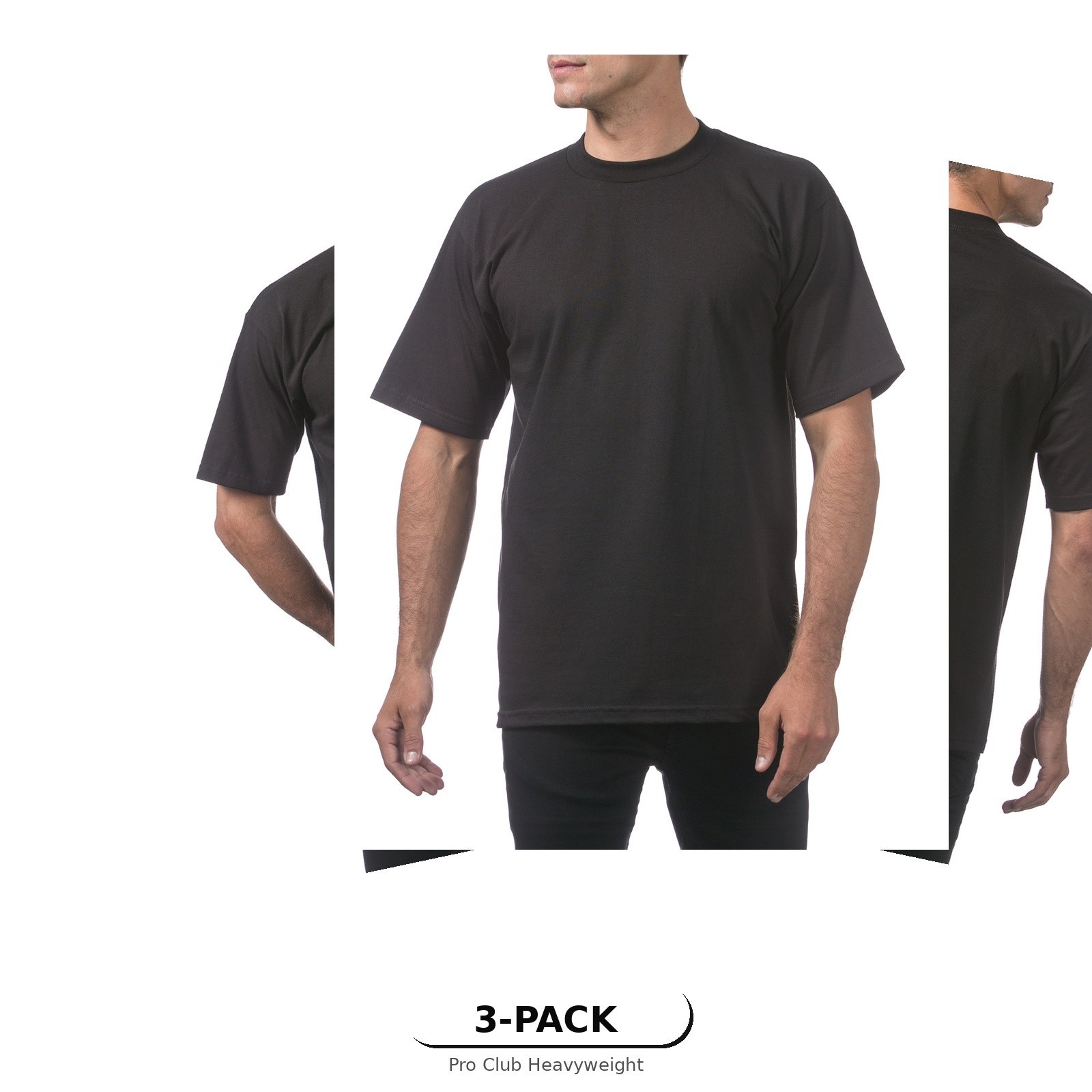 3 Pack Pro Club Heavyweight T-Shirt Crew Neck Cotton Tee S M LXL 2XL White Black