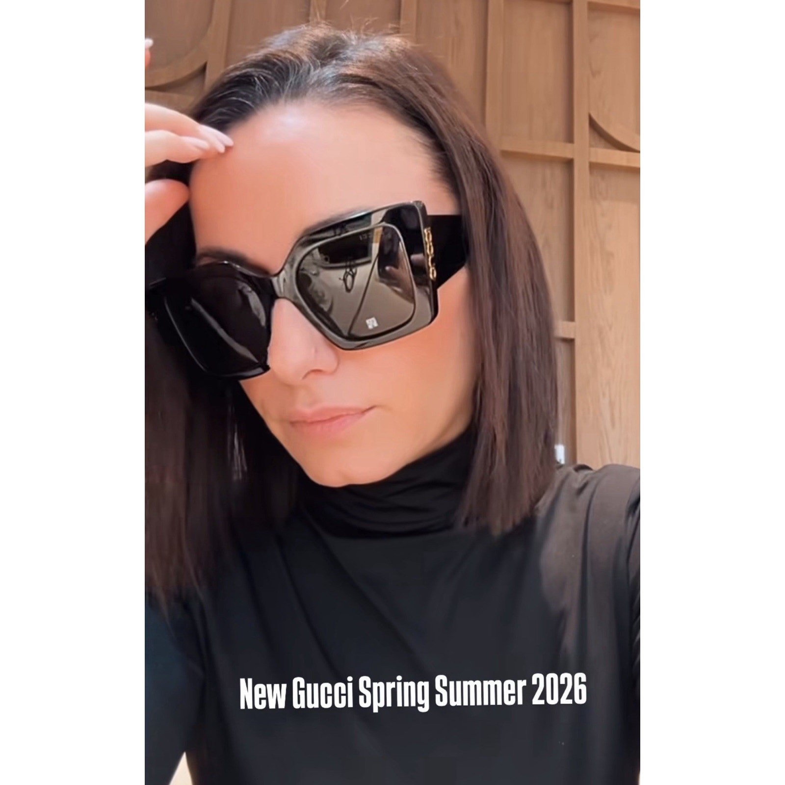 GUCCI GG2039S 001 Black Gold Grey Gradient Lens Women Sunglasses Large AUTHENTIC
