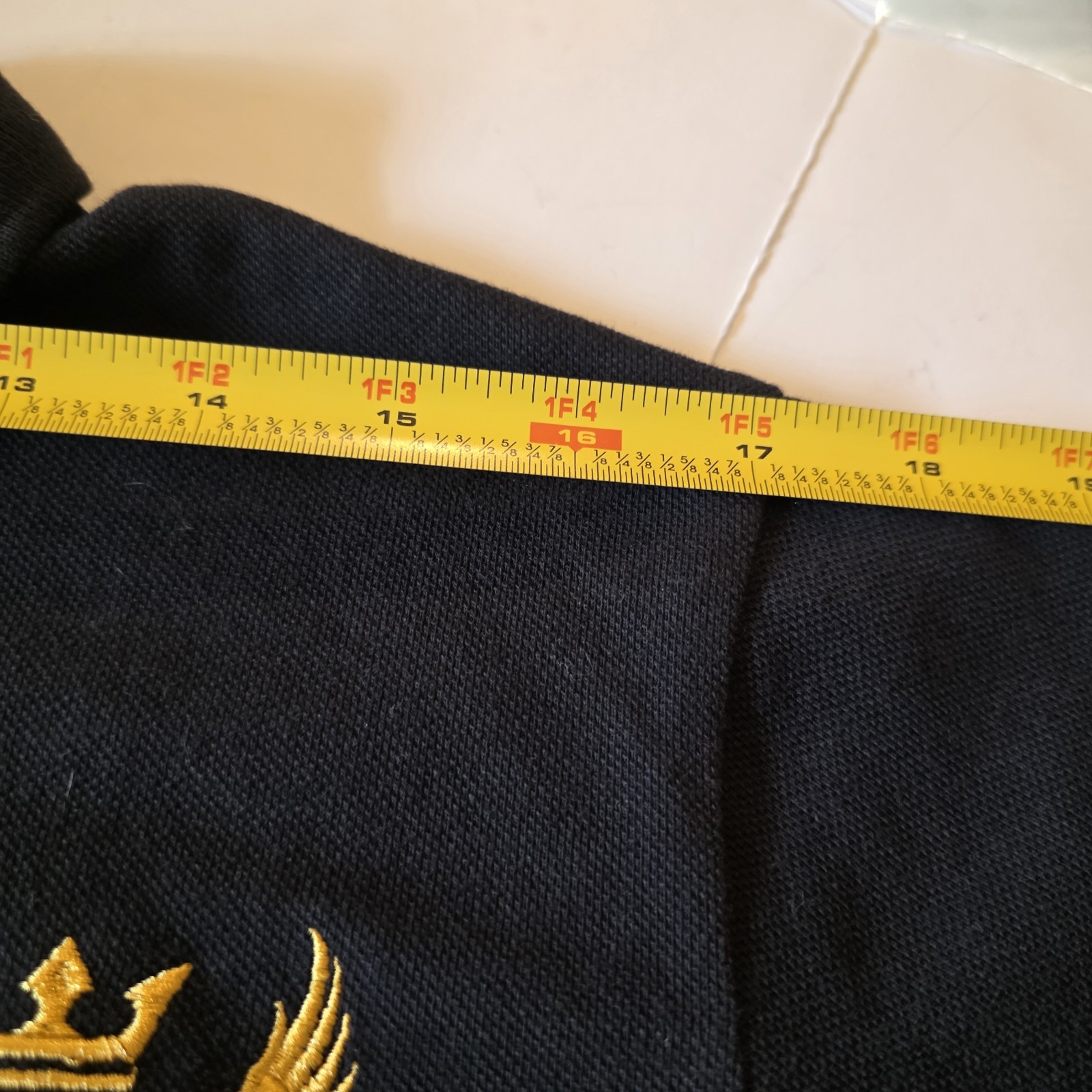 Guardian Angel Polo Men M Singapore 65 Lion City Embroidered Gold Print Black