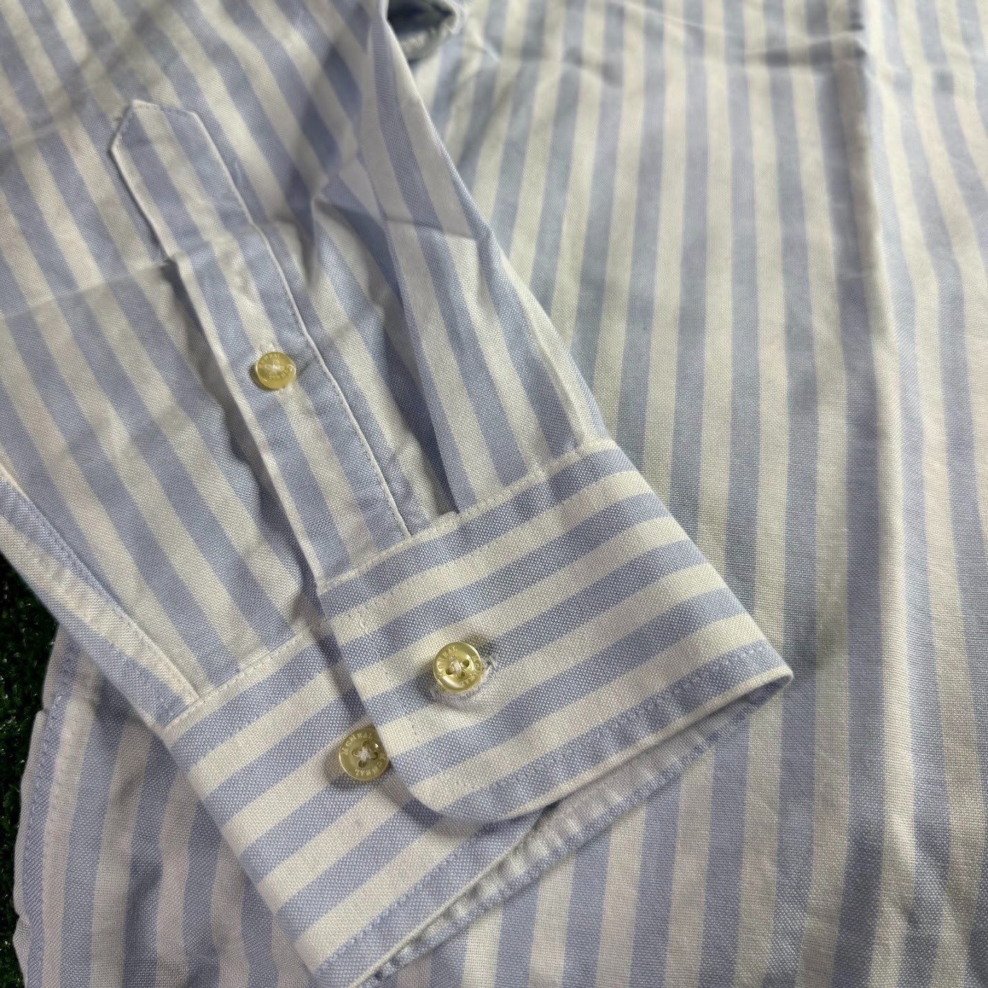 McNeal Long Sleeve Button Down Striped Blue Oxford Tailored Casual Shirt Size 45