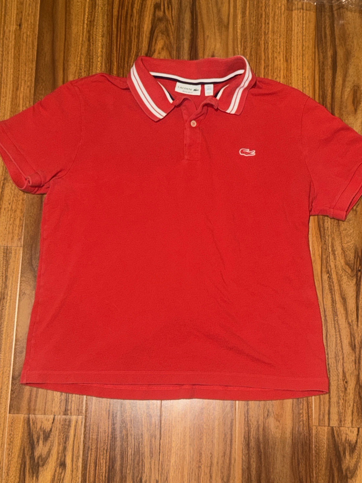 Lacoste Red Polo Shirt Men’s XL Regular Fit Short Sleeve Solid Logo